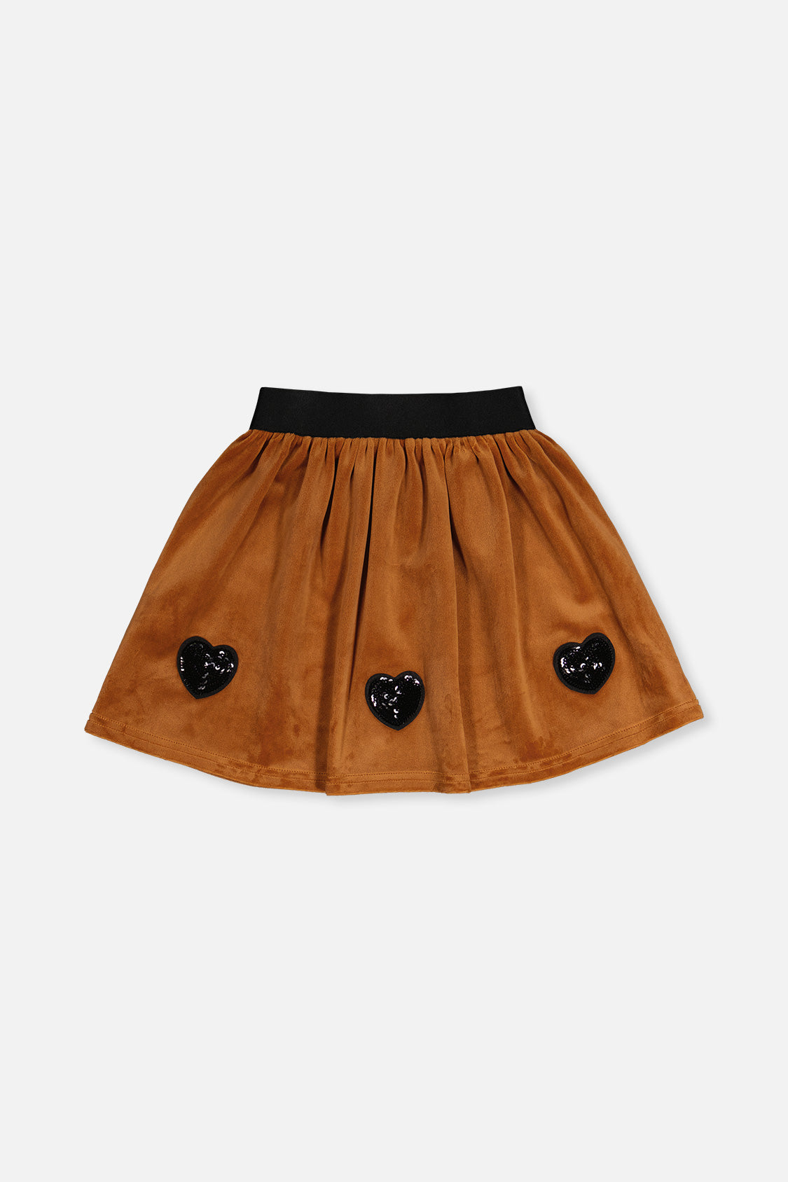Deux par Deux girls' brown velvet mini skirt, back view