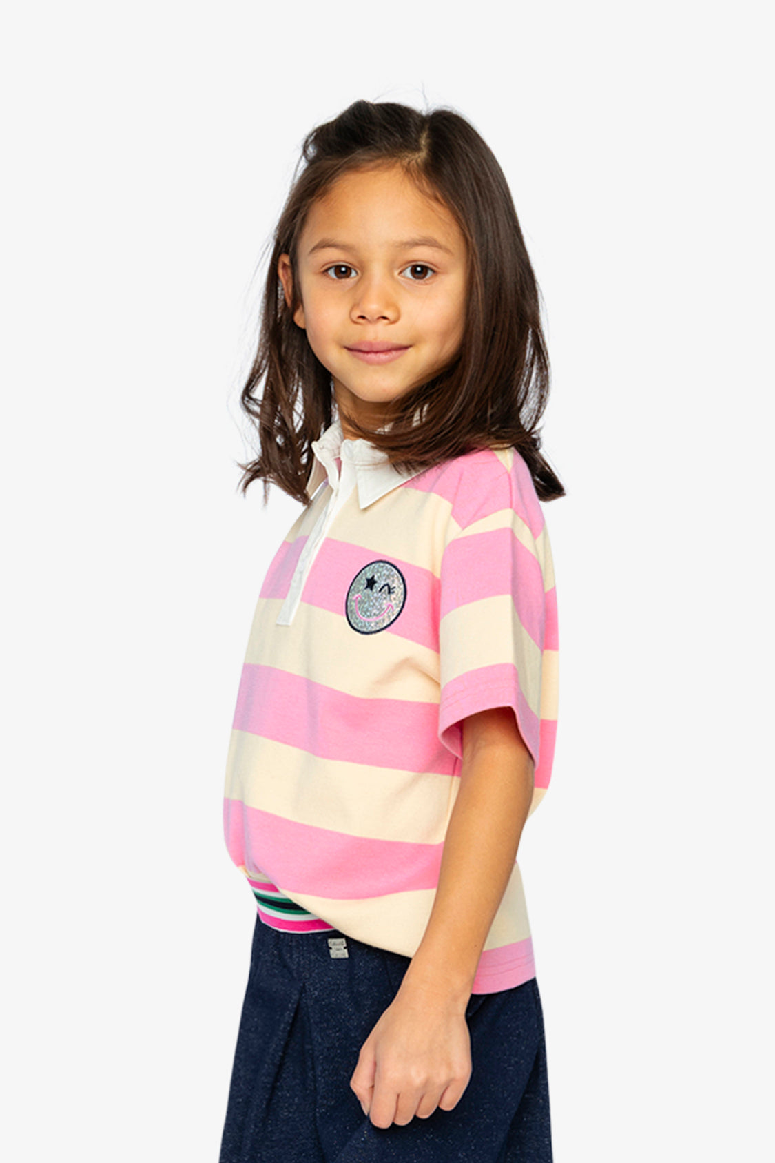 Polo Top Pink And Beige Stripes-3