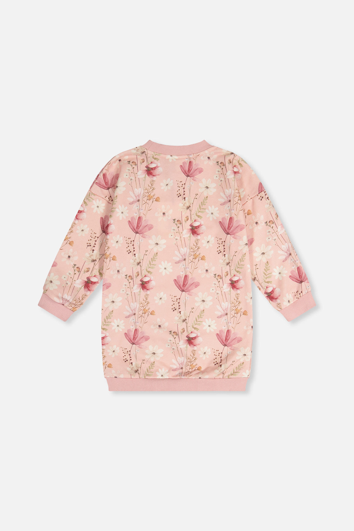 French Terry Dress Pink Printed Flowers-4