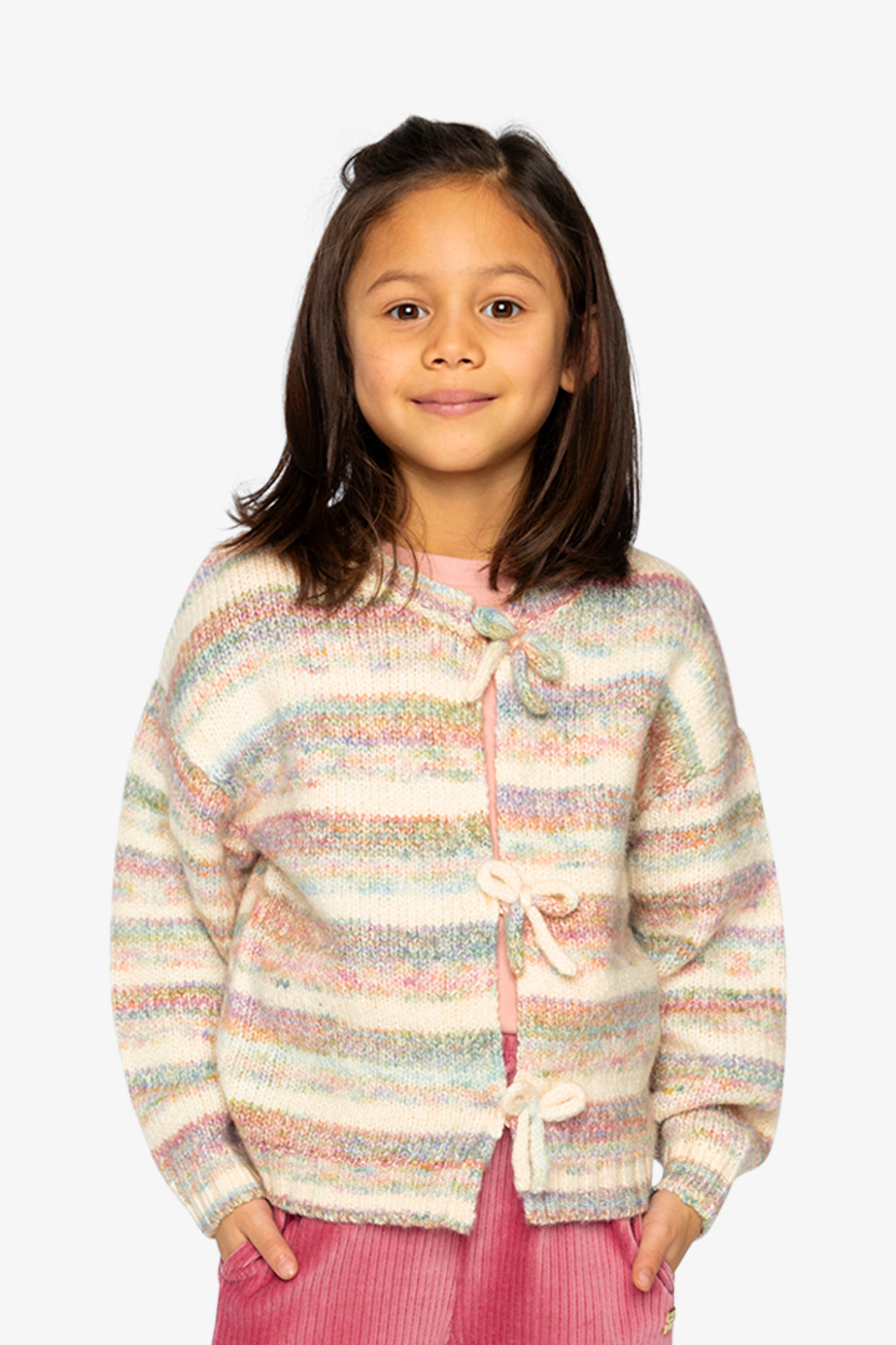 Knitted Cardigan Mauve And Blue Knitwear-1