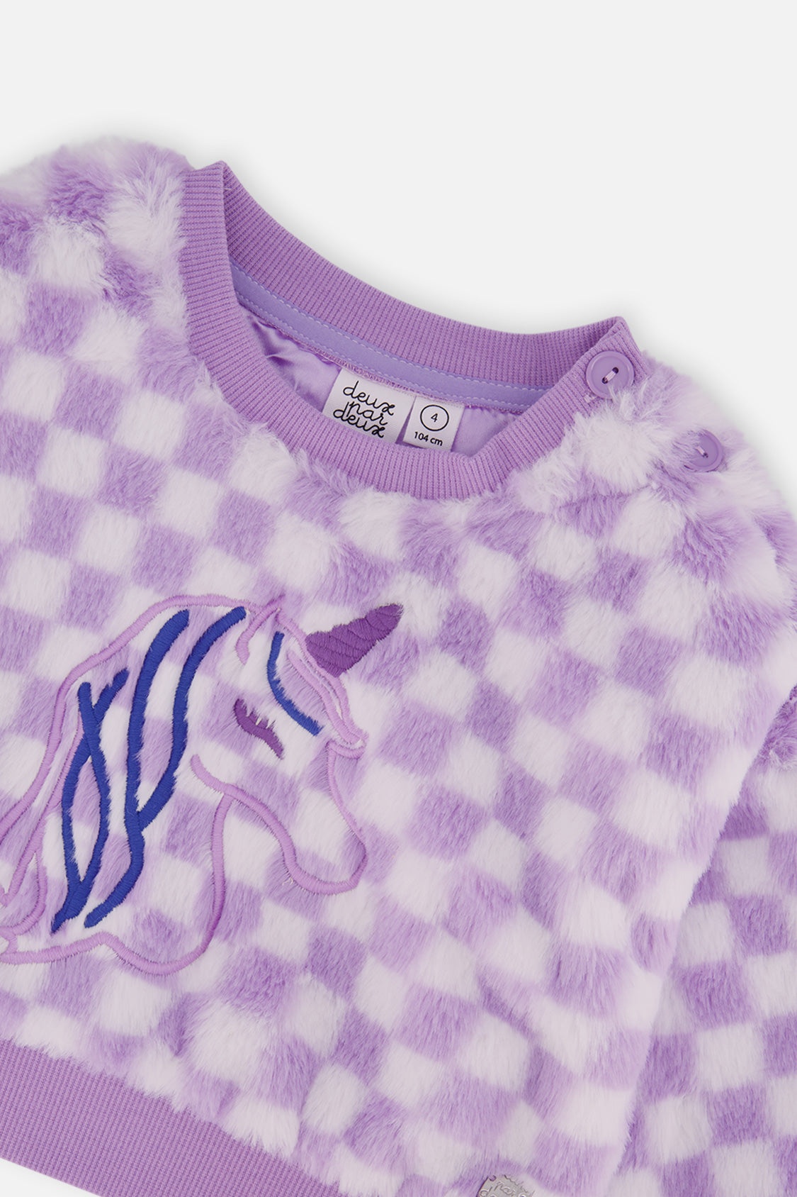 Deux par Deux Faux Fur Top Lilac And White Tiles