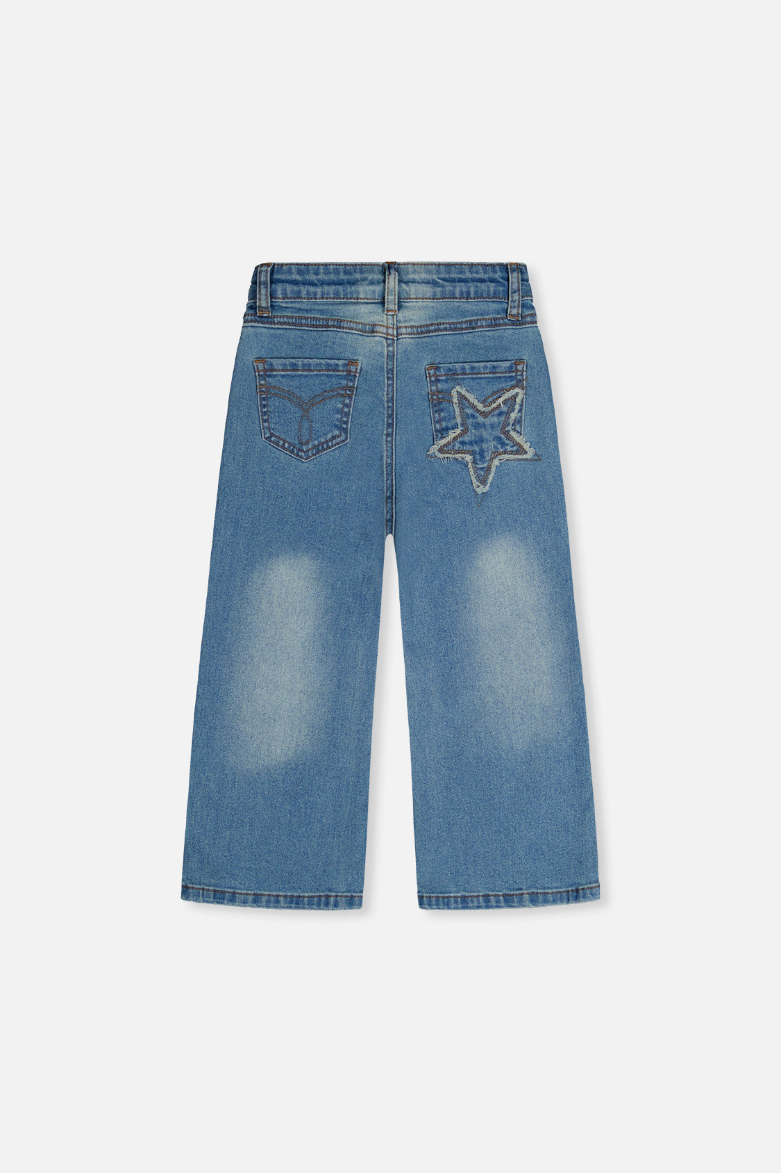 Deux par Deux girls' stretch jeans in navy blue denim, back view
