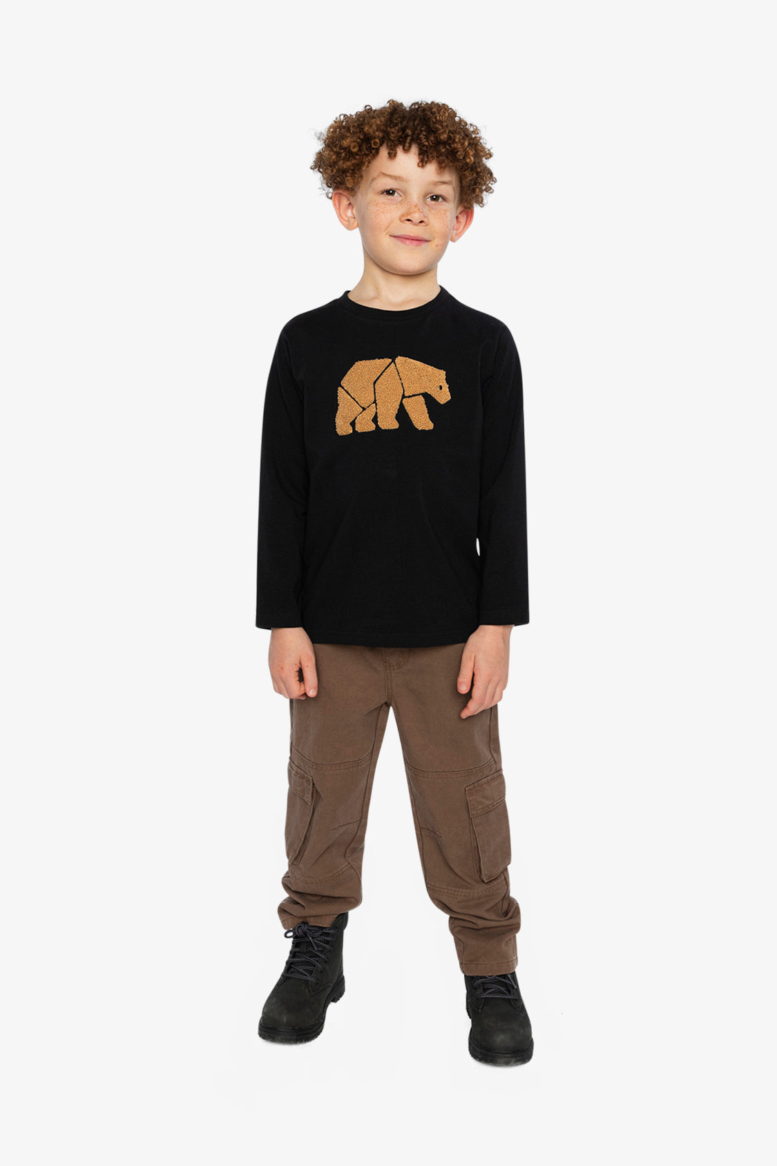 Organic Cotton Jersey T-Shirt Black And Beige-4