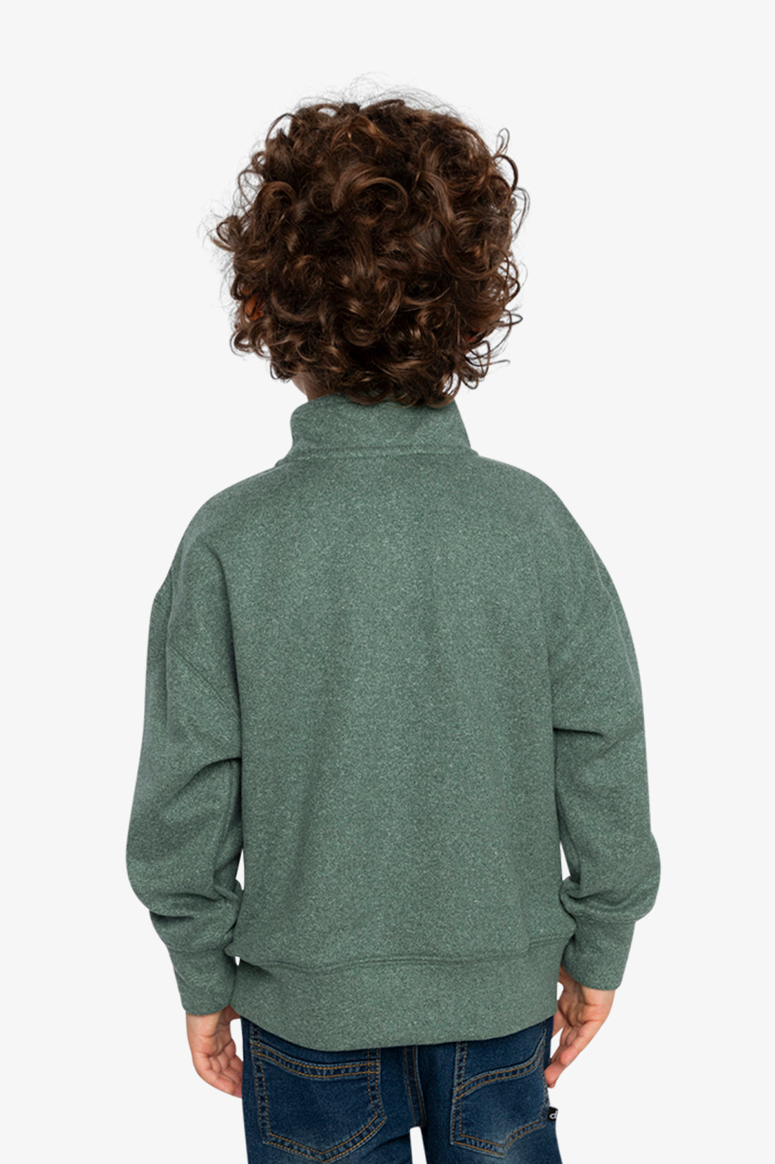 Half Zip Mock Neck Sweater Dark Green-3
