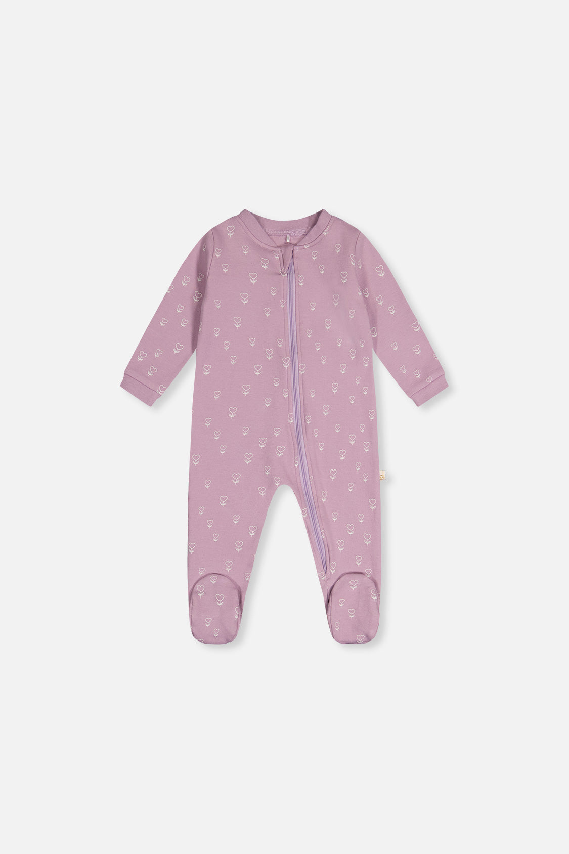 Baby Organic Cotton One Piece Pajama Purple Floral Print-0