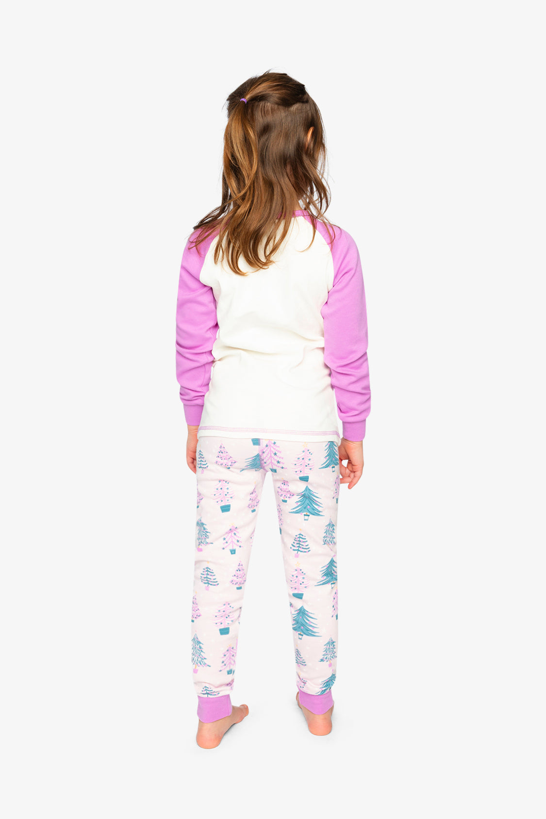 Organic Cotton Two Piece Pajama Set Pink Tree Print-3