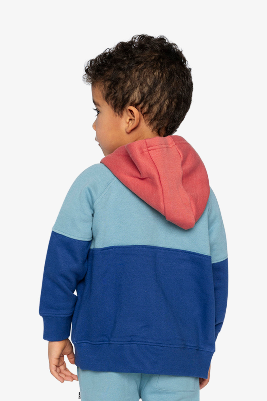 Full Zip Hooded Fleece Jacket Blue, Turquoise And Orange-4