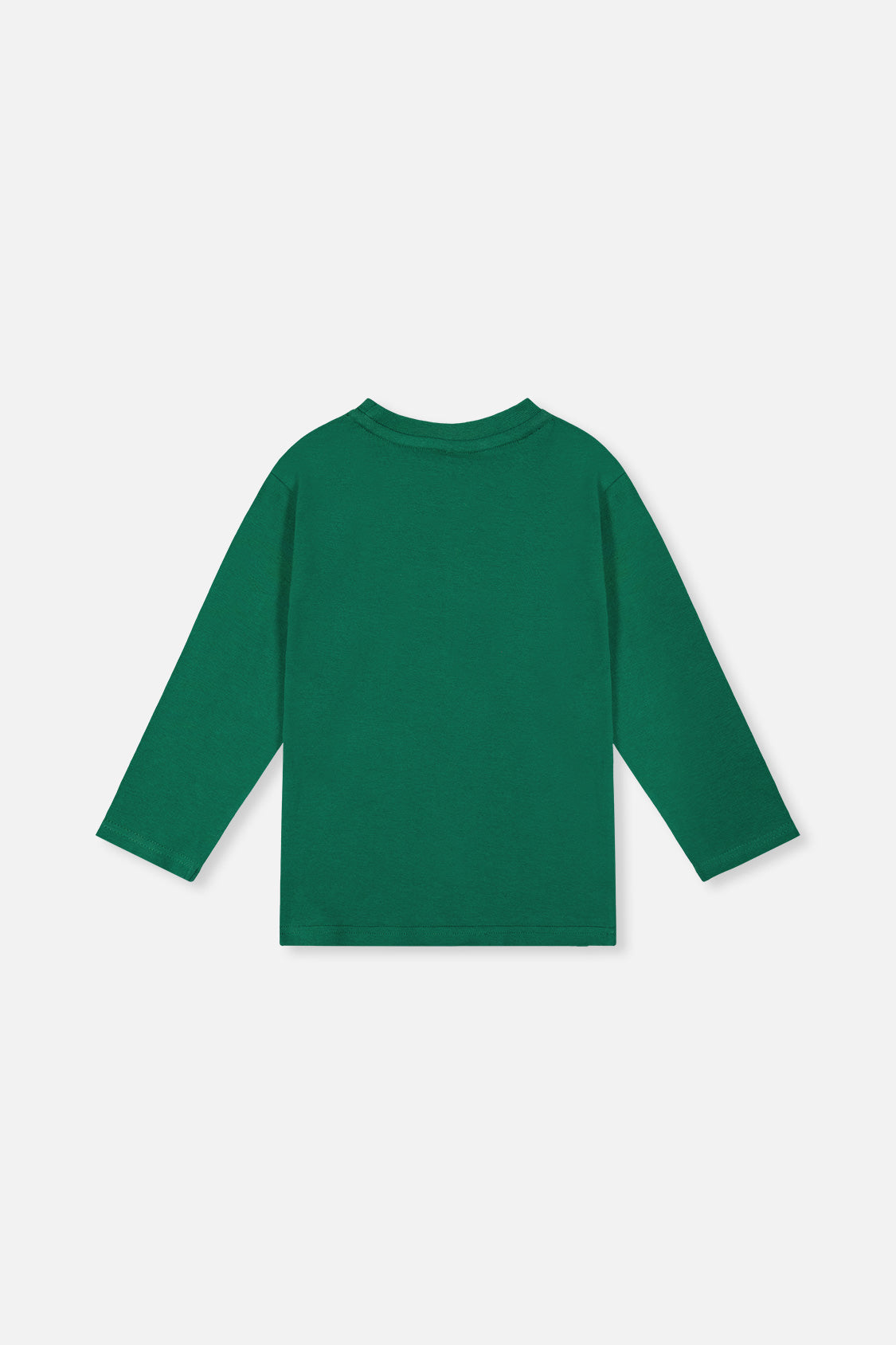Long Sleeve Organic Cotton T-Shirt Green by Deux par Deux, back view