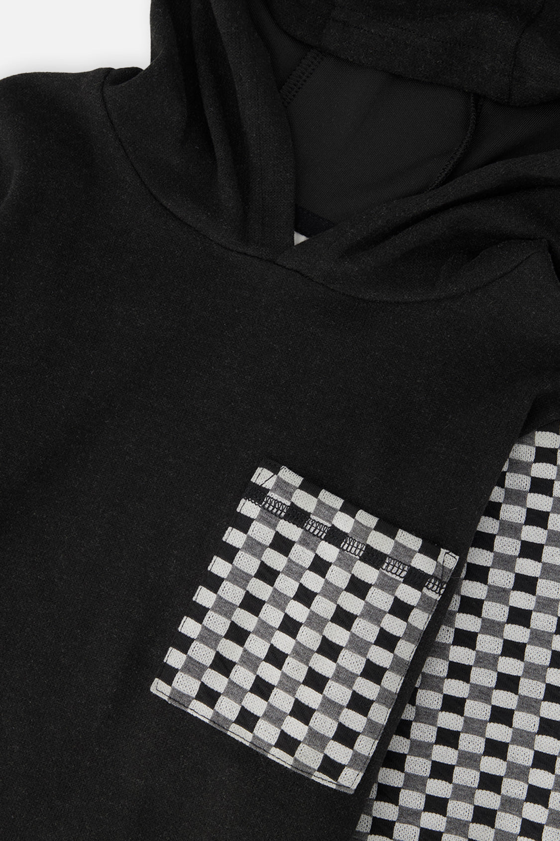 Deux par Deux black and white colorblock hooded top, second alternate view