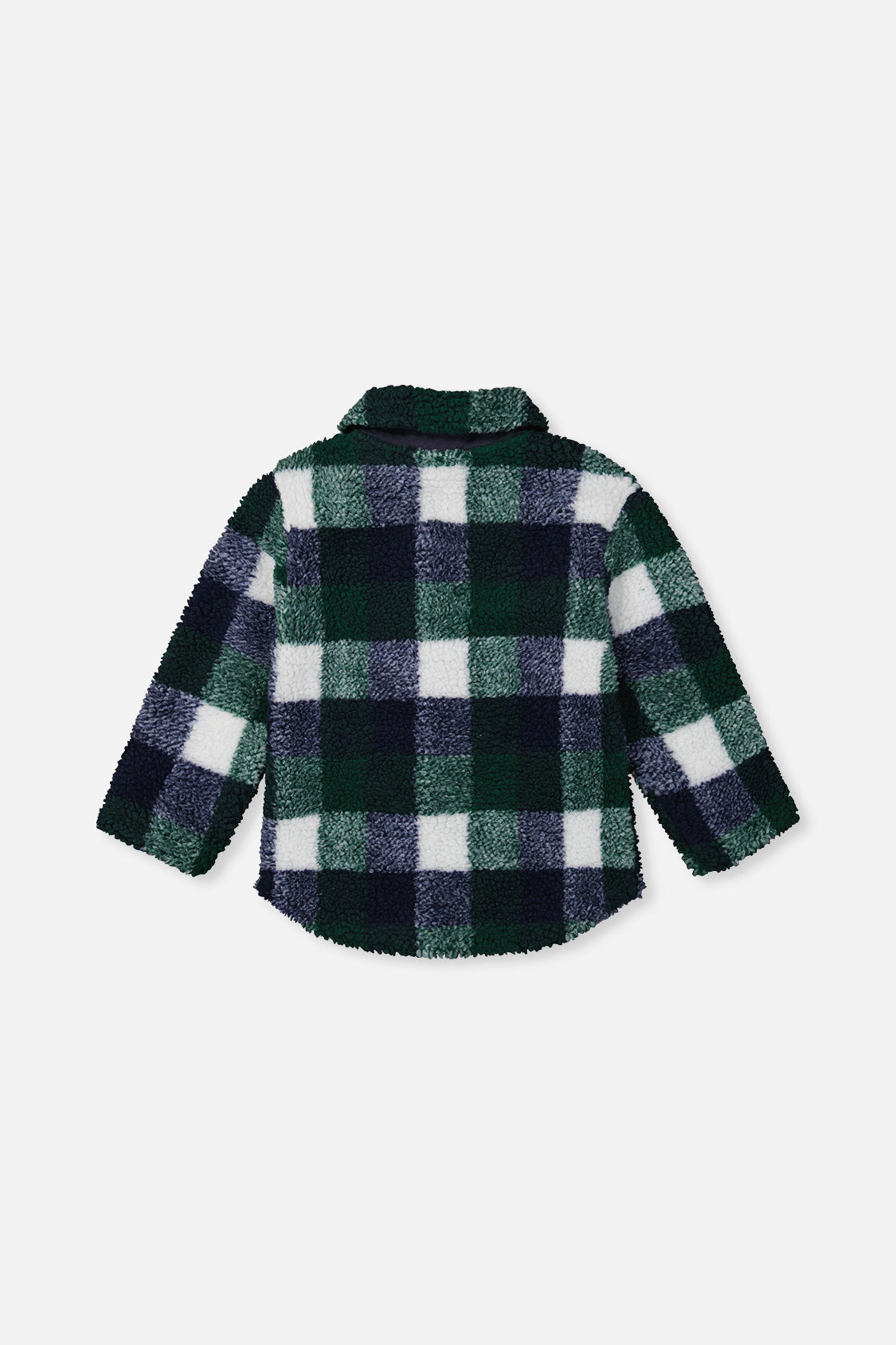 Deux par Deux blue and green check fleece overshirt, product photo 2