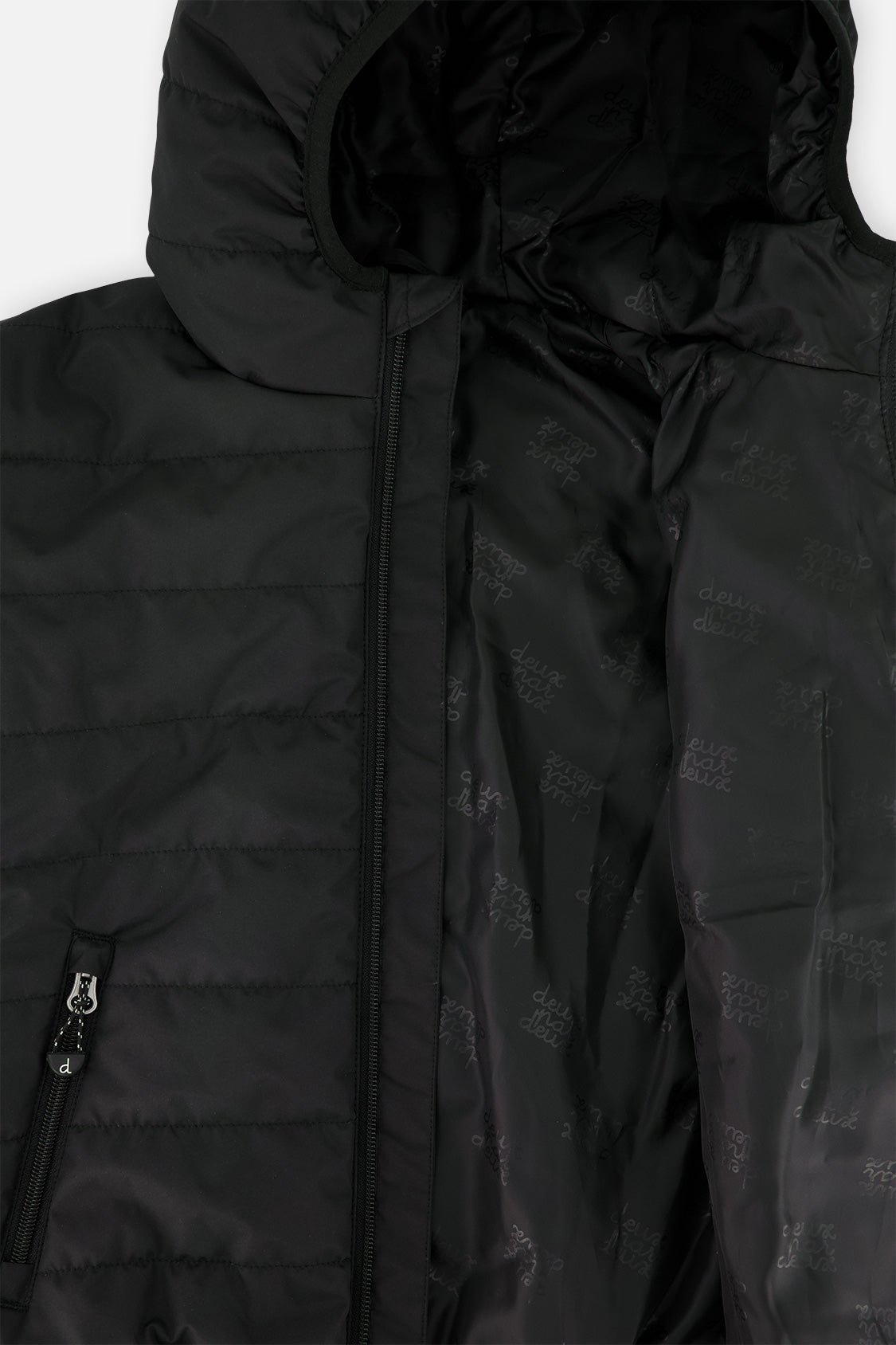 Deux par Deux insulating quilted mid-season jacket in black, view 7