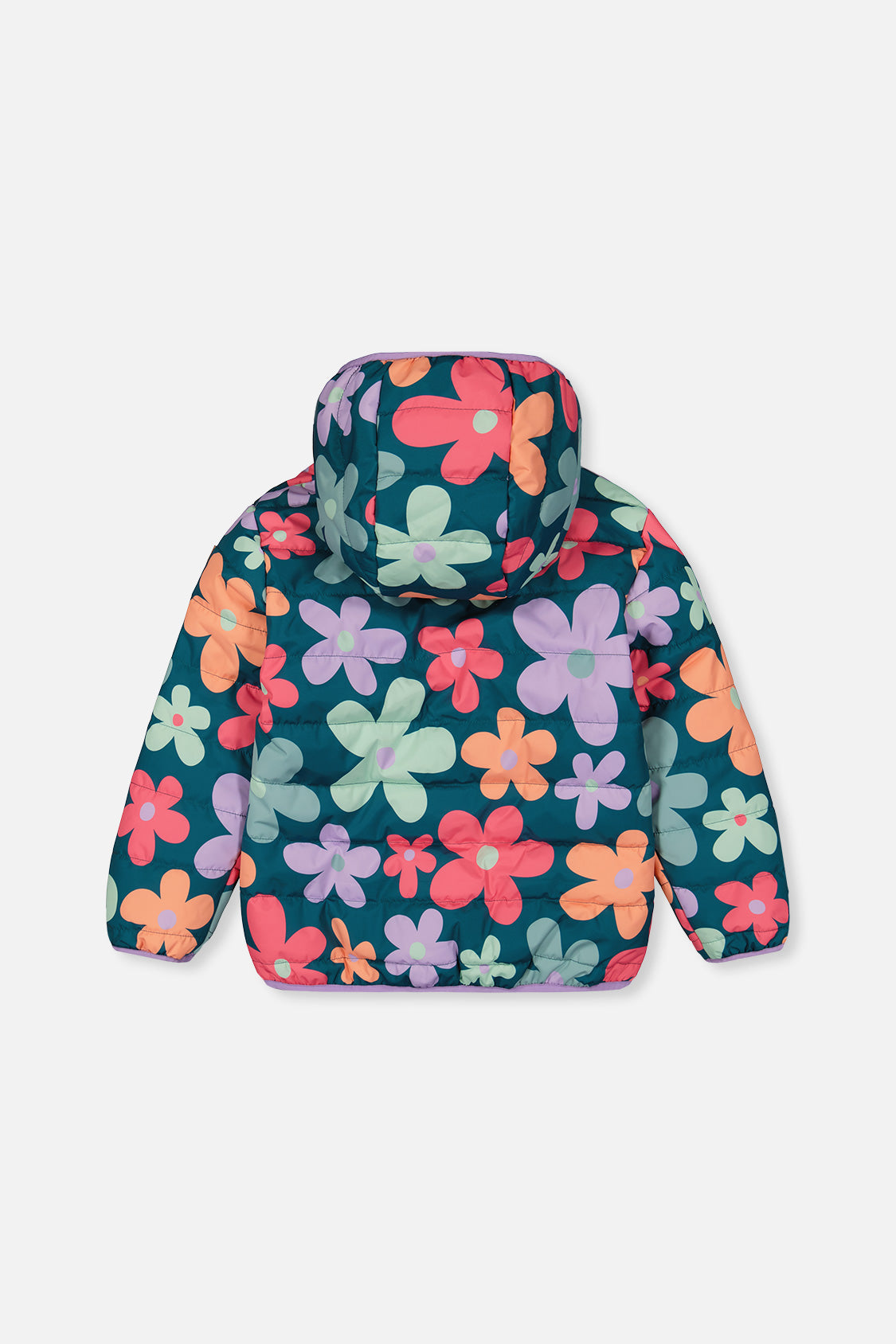 Quilted Mid-Season Jacket Green Floral Print-4