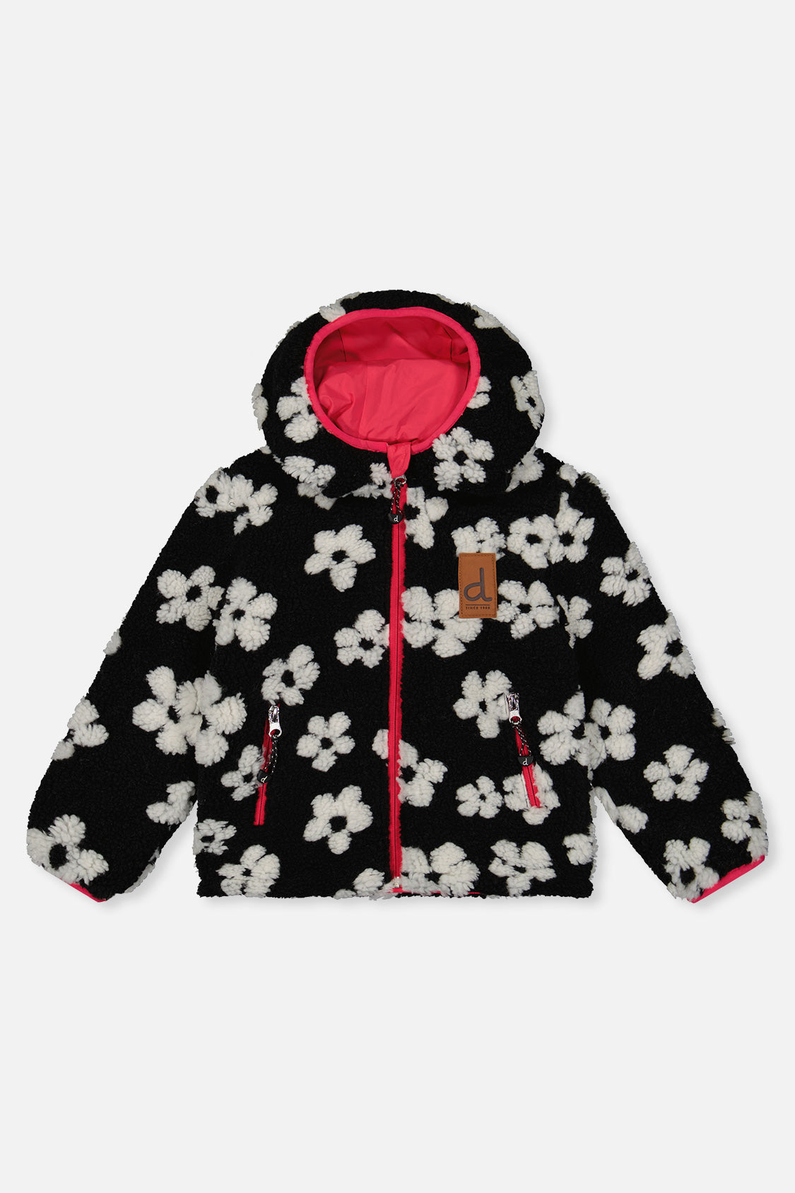 Reversible Mid-Season Jacket Pink And Black Printed Flowers-4