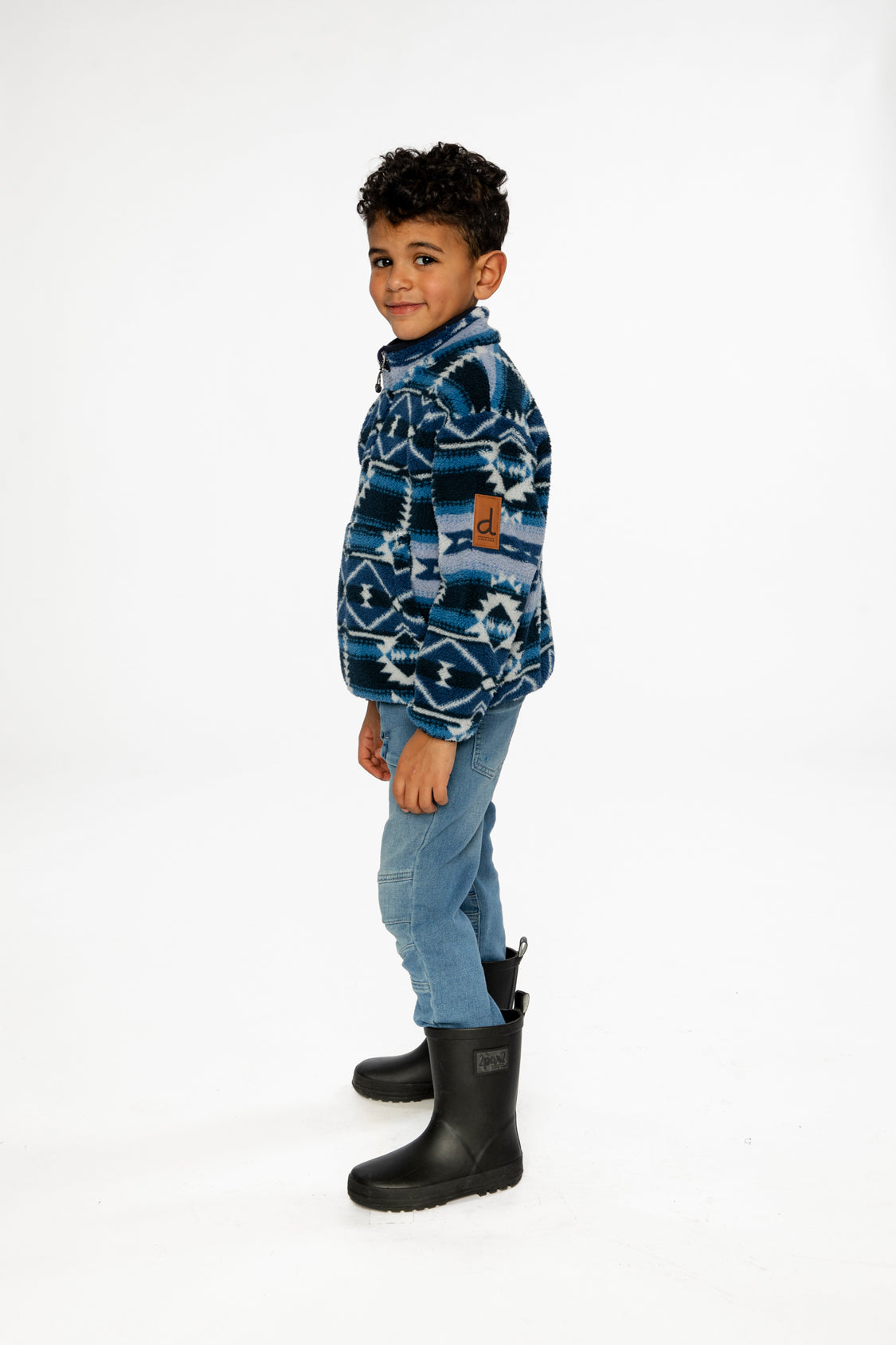 Mid-Season Plush Pullover Jacket Aztec Blue-2