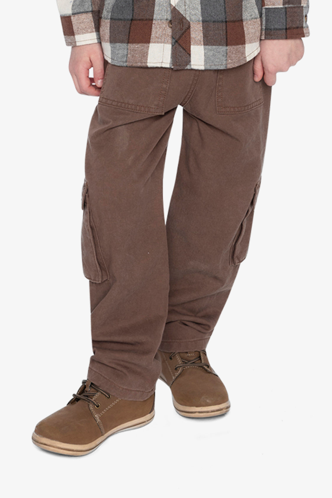 Twill Pants With Cargo Pockets Neutral Brown-1