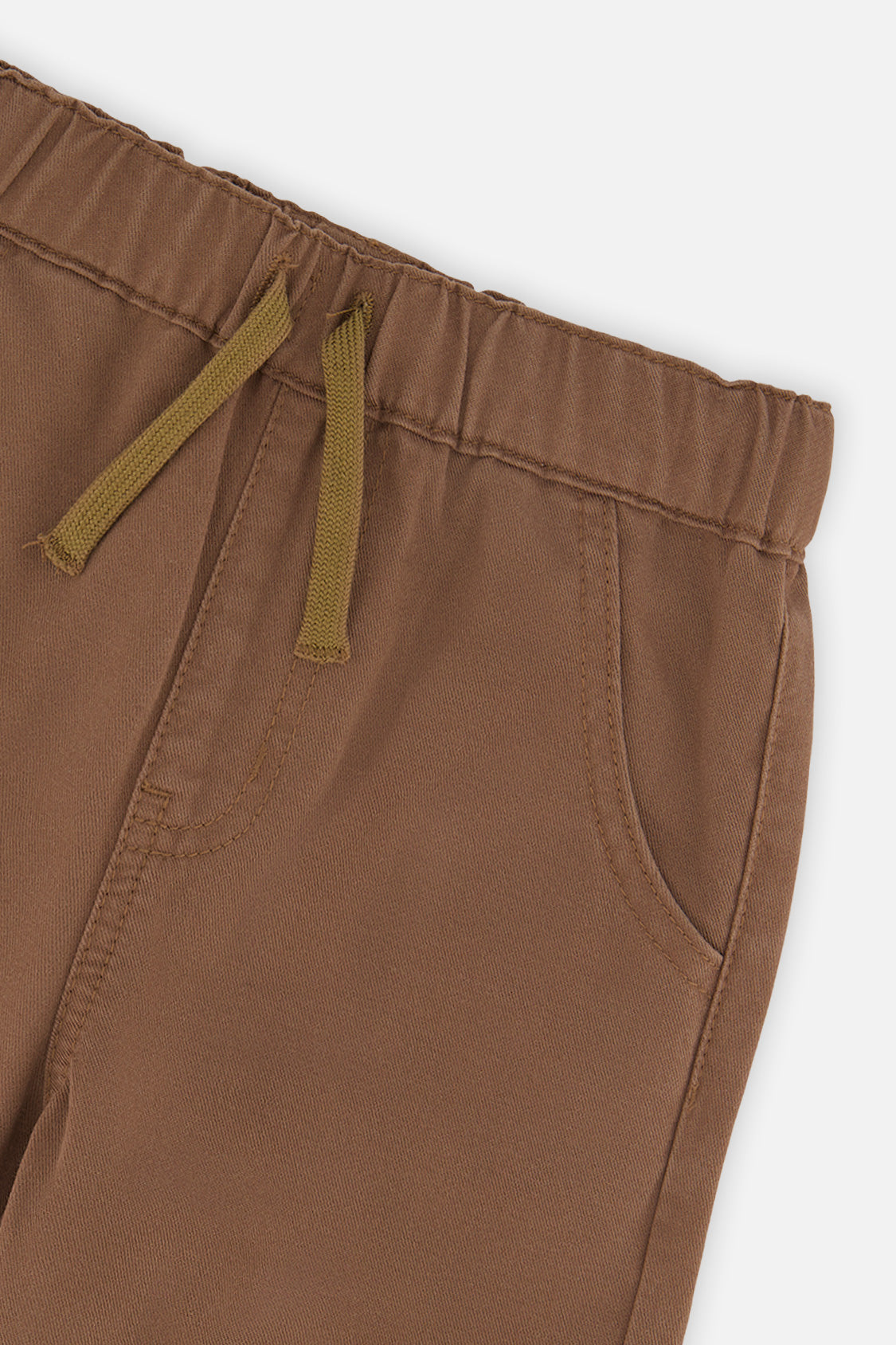 Deux par Deux boys' twill pants with cargo pockets in neutral brown, view 6