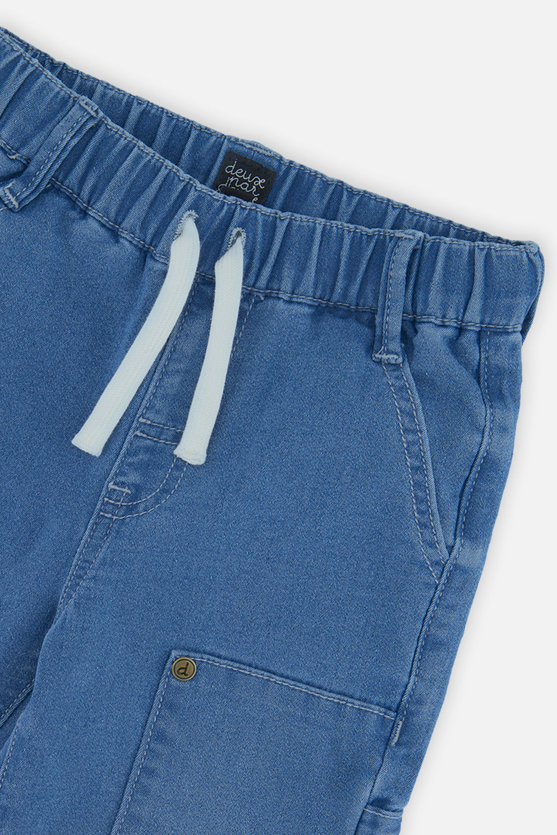 Deux par Deux boys' French terry cargo pants in light blue, view 6