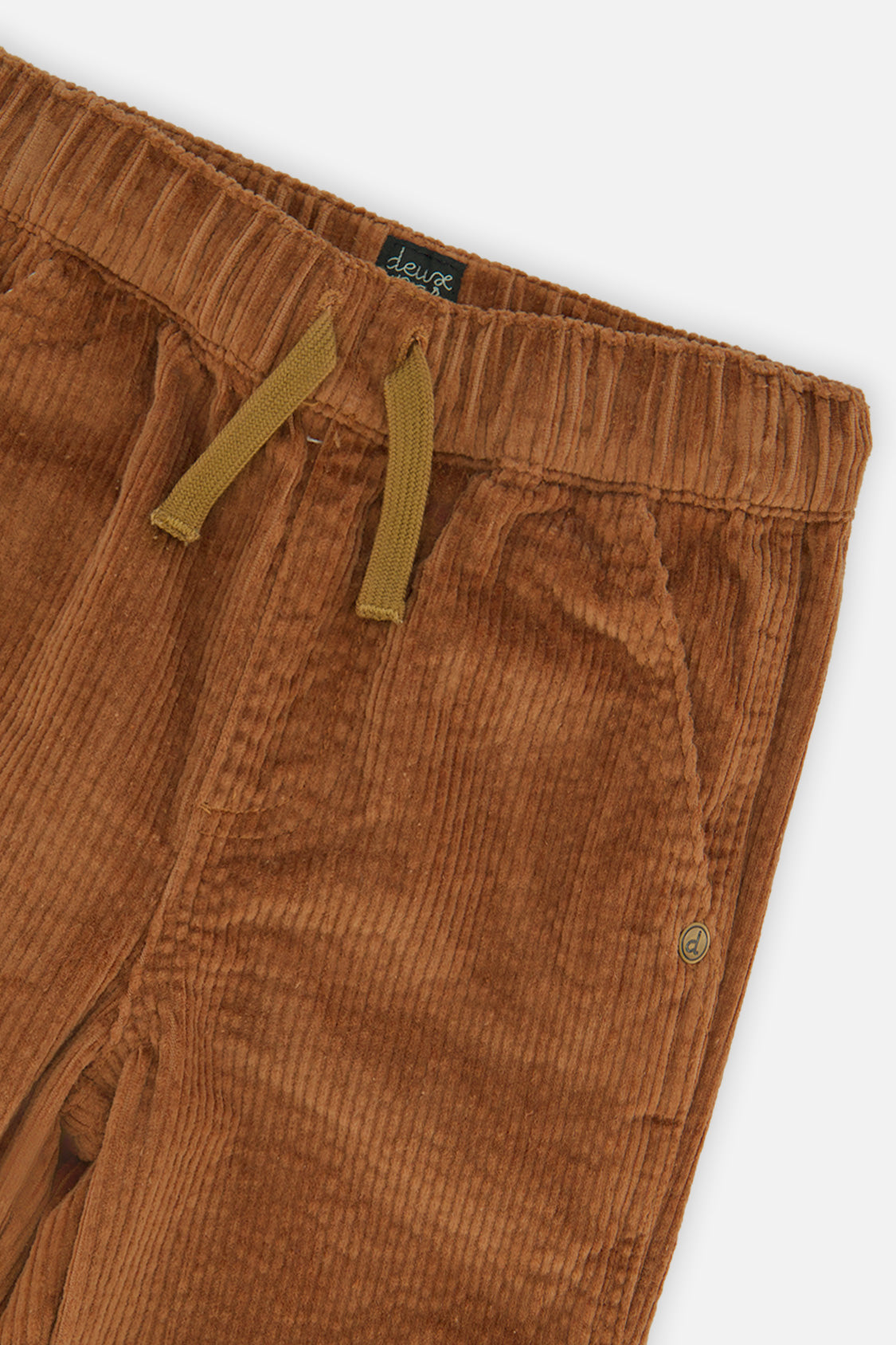 Deux par Deux baby boy stretch corduroy cargo pocket pants in brown sugar, view 3