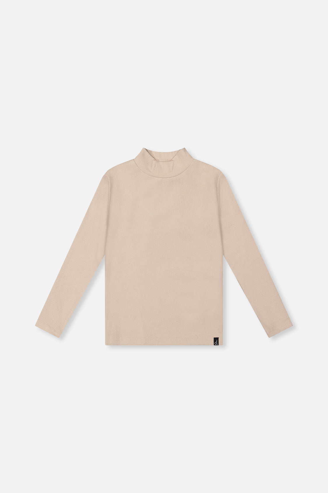 Brushed Rib Mock Neck Top Beige-0