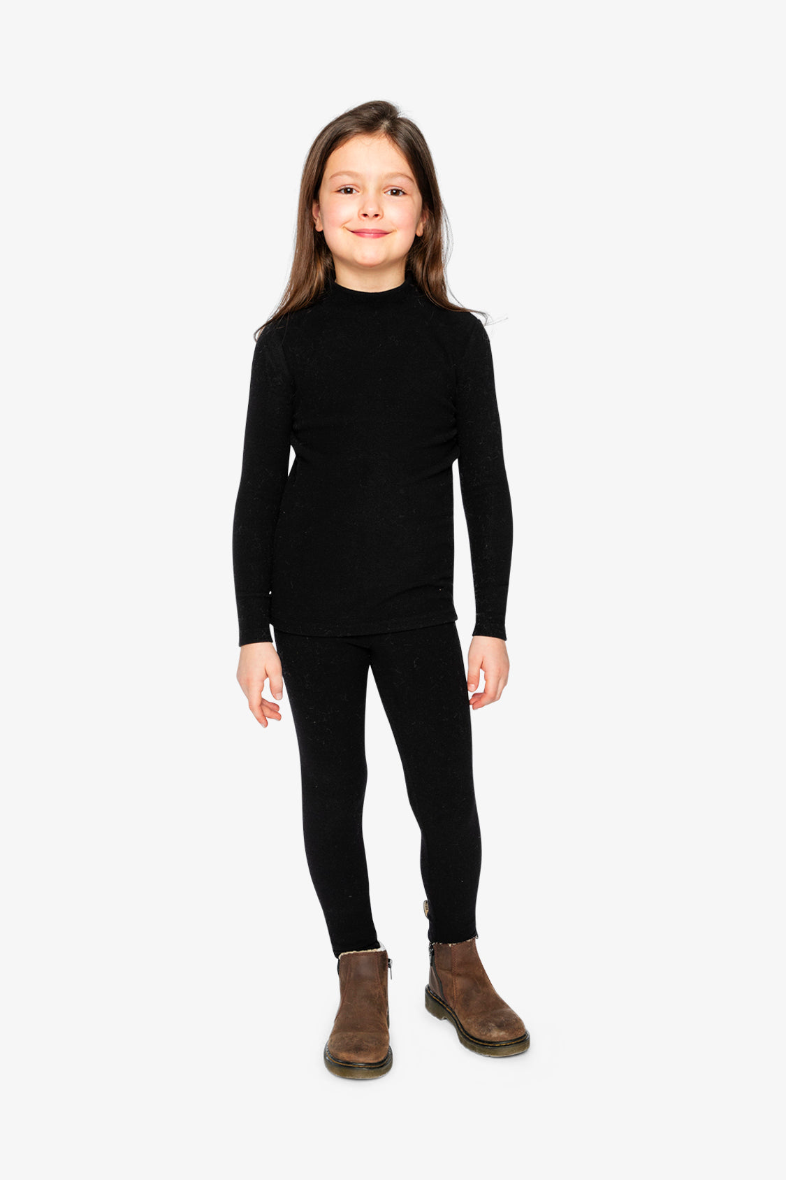 Brushed Rib Mock Neck Top Black-3
