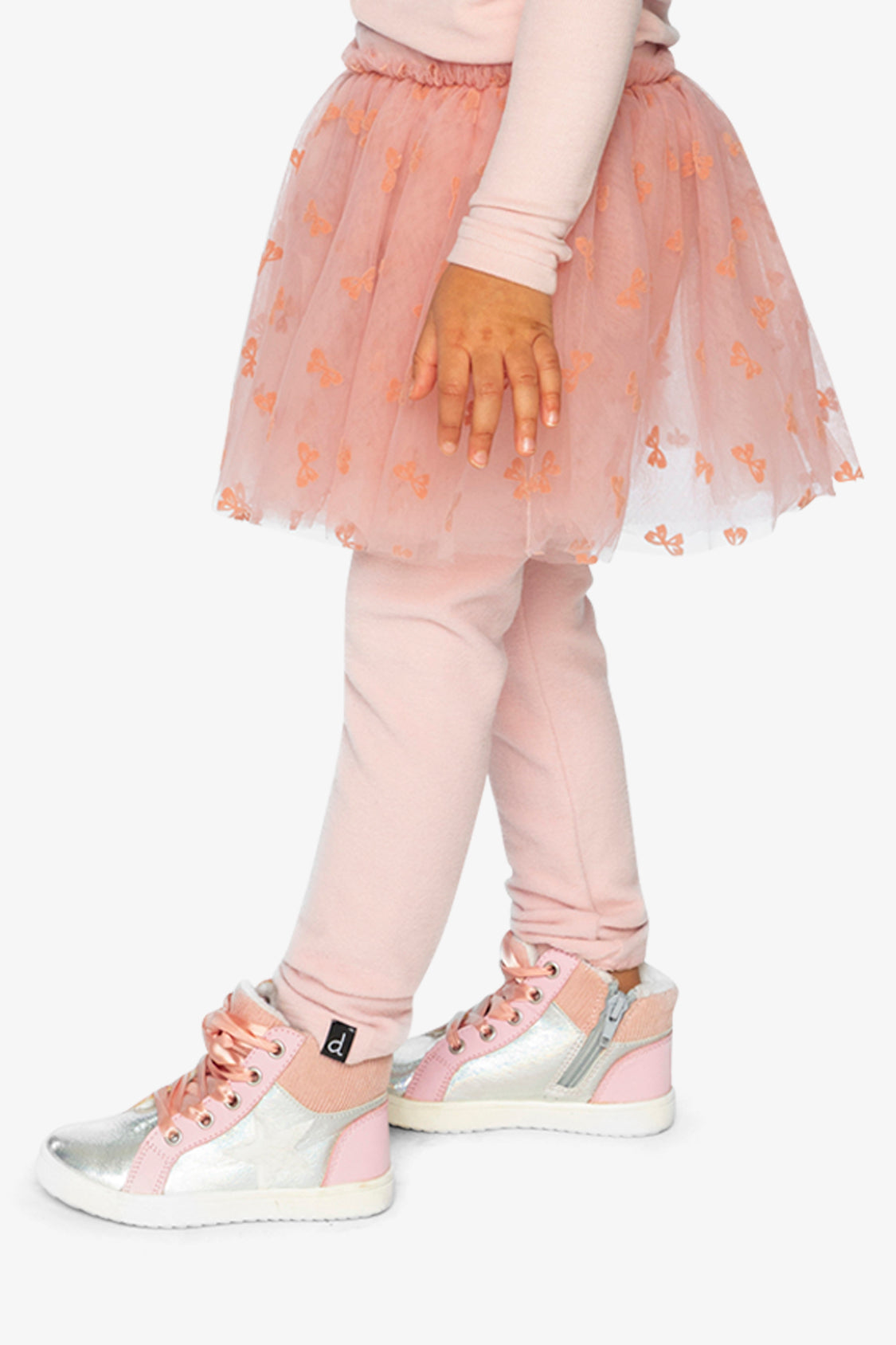 Leggings With Integrated Tulle Skirt Pale Dusty Pink-2