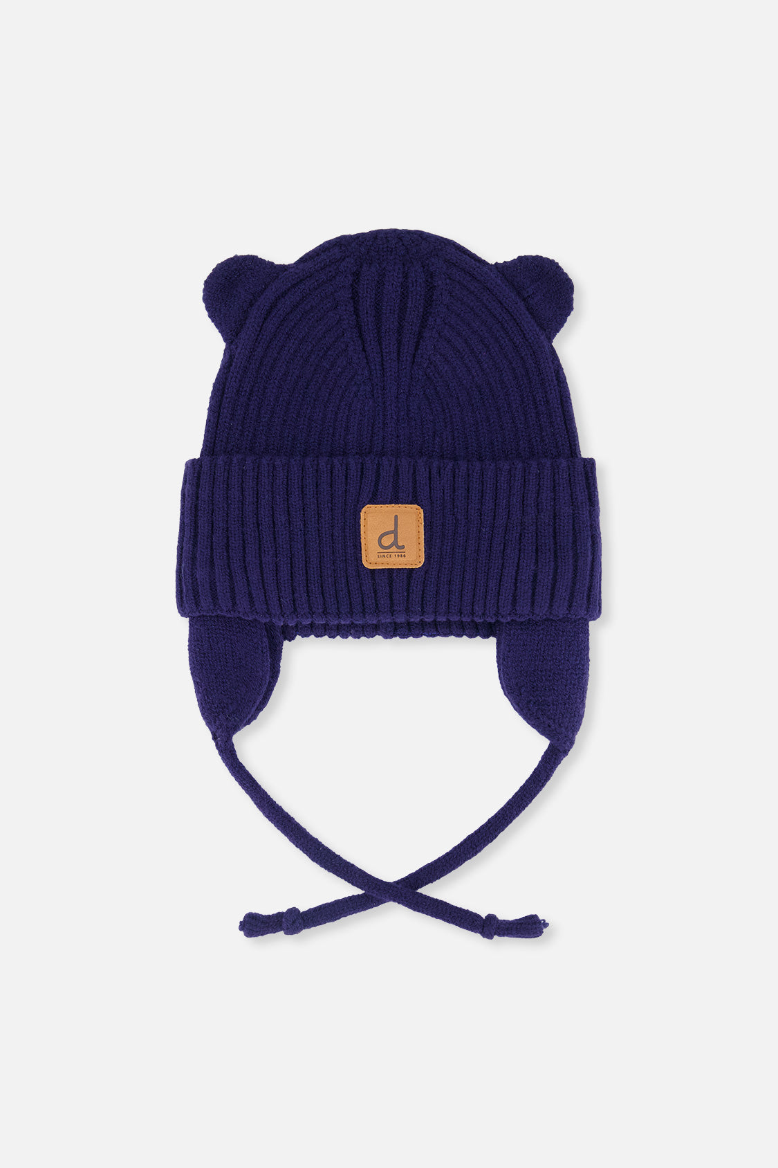 Baby Knit Hat With Strings Navy Blue-0