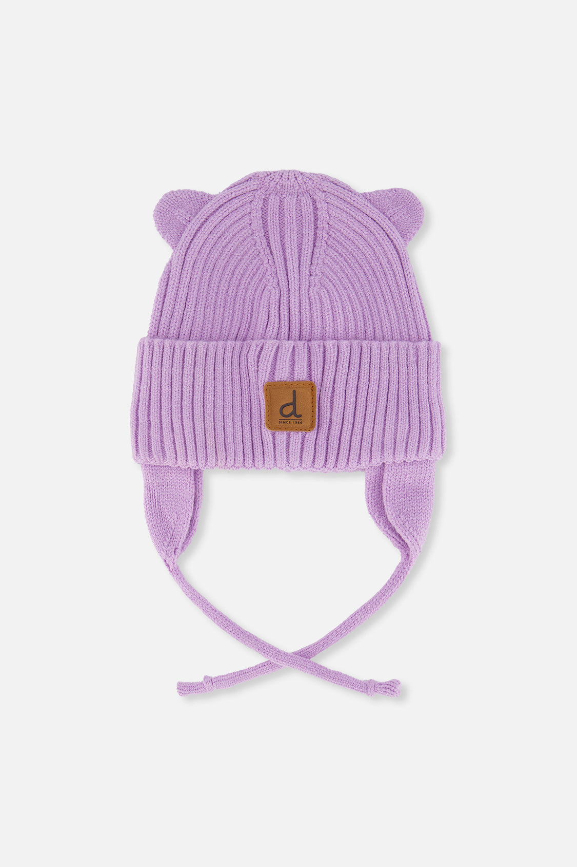 Baby Knit Hat With Strings Lavender-0