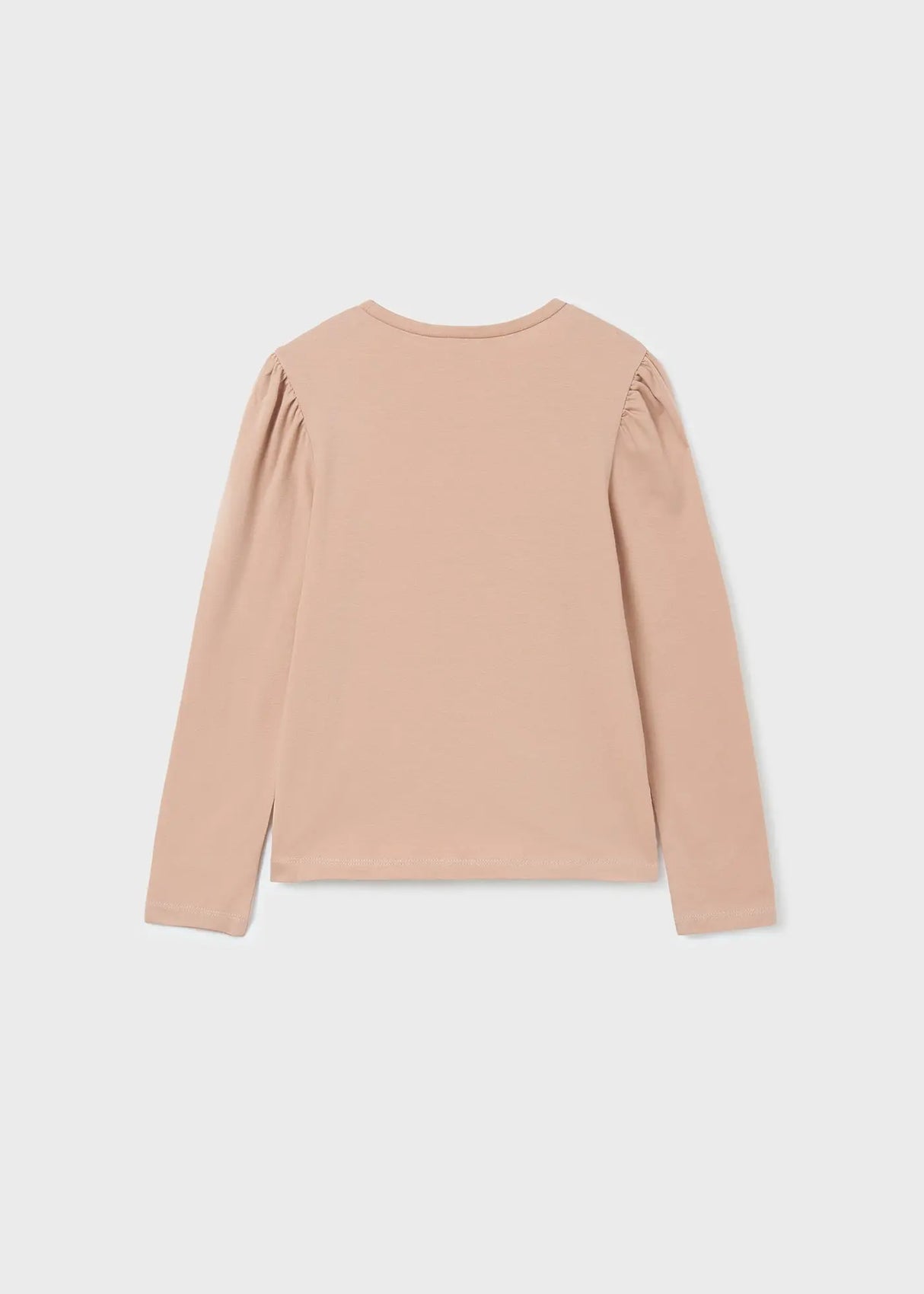 Back view of Mayoral girls Beige long sleeve T-shirt with simple everyday fit.