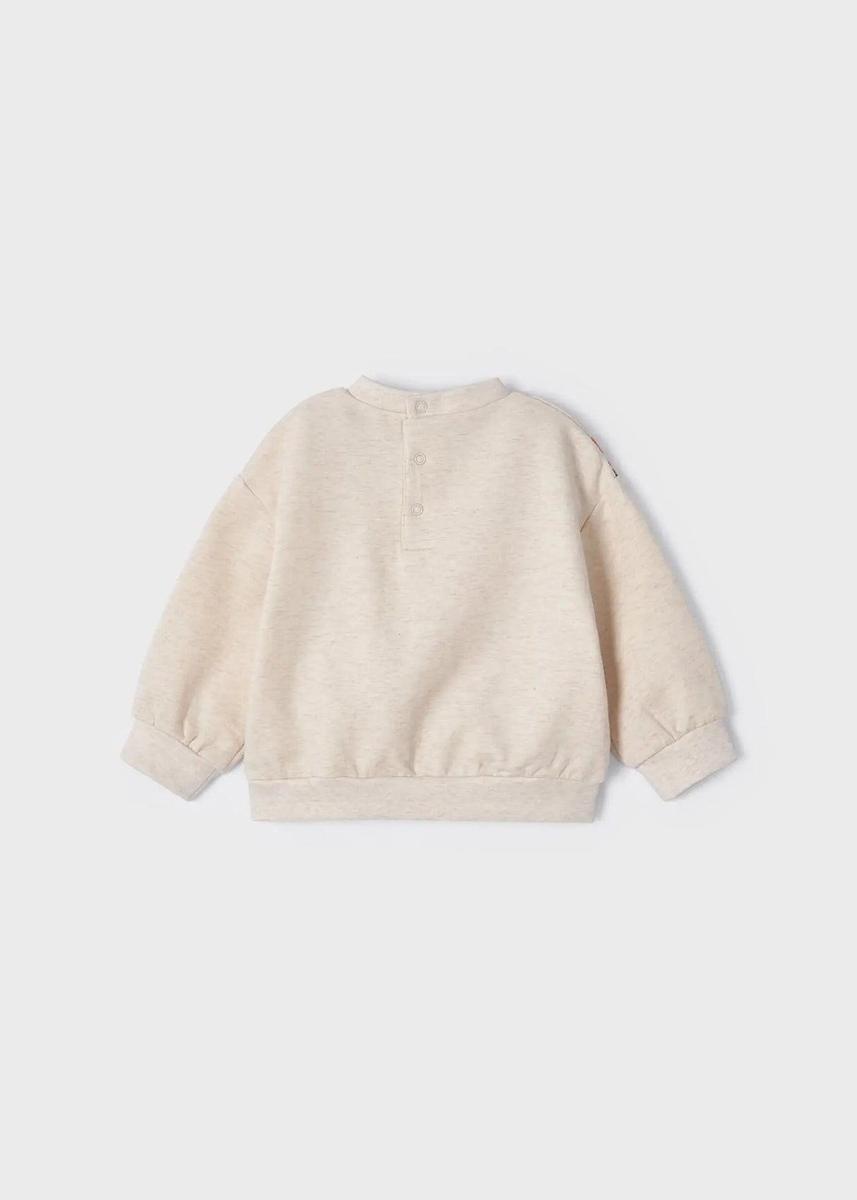 Back view of Mayoral baby girl Lino sweatshirt with button opening and long sleeves.
