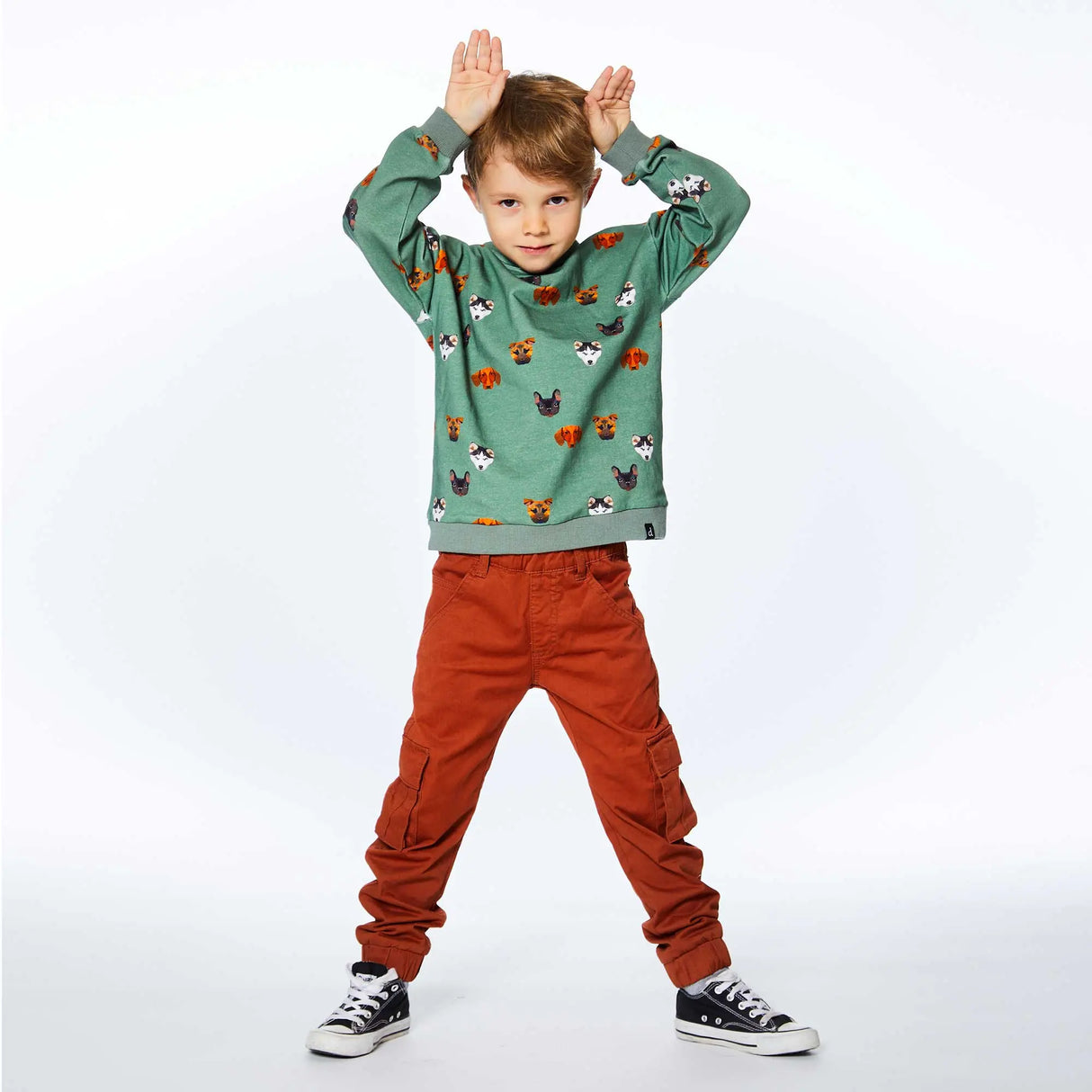 Hooded Fleece Top With Printed Dogs | DEUX PAR DEUX - Jenni Kidz