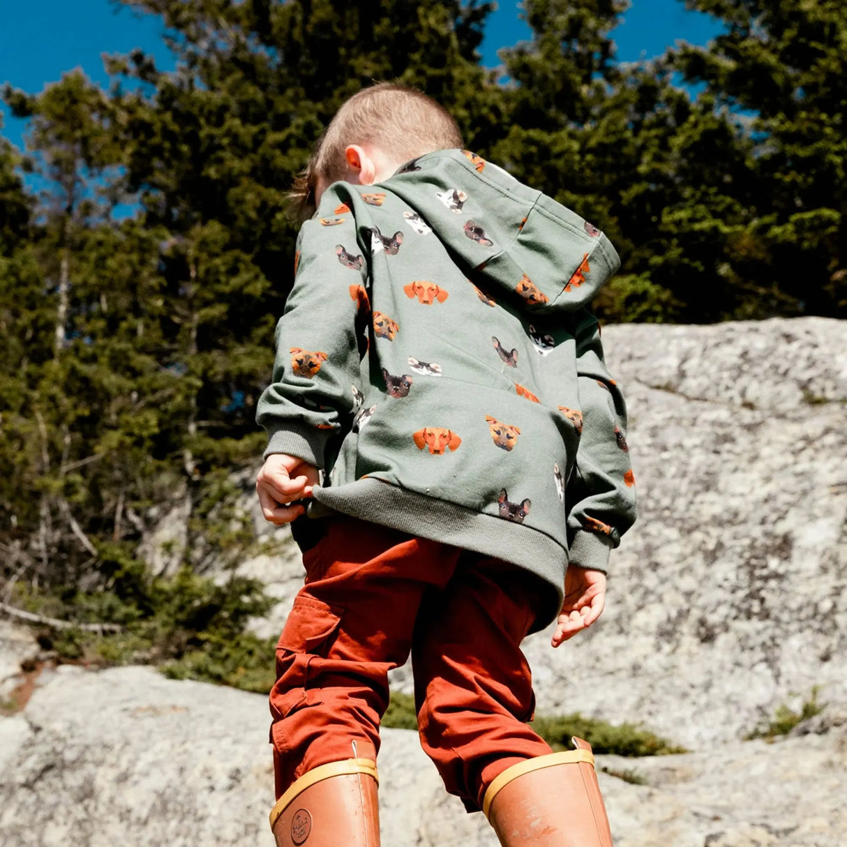 Hooded Fleece Top With Printed Dogs | DEUX PAR DEUX - Jenni Kidz