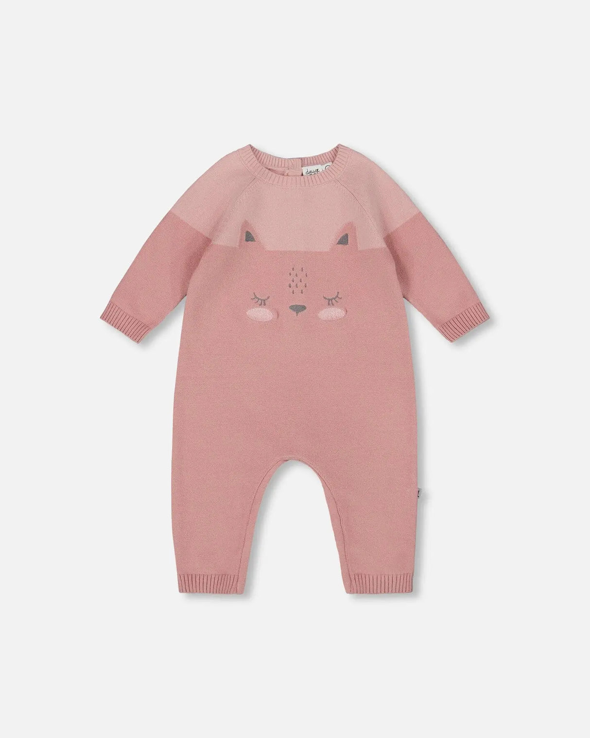 Knitted Bi-Color Cat Romper Old Pink | Deux par Deux | Jenni Kidz