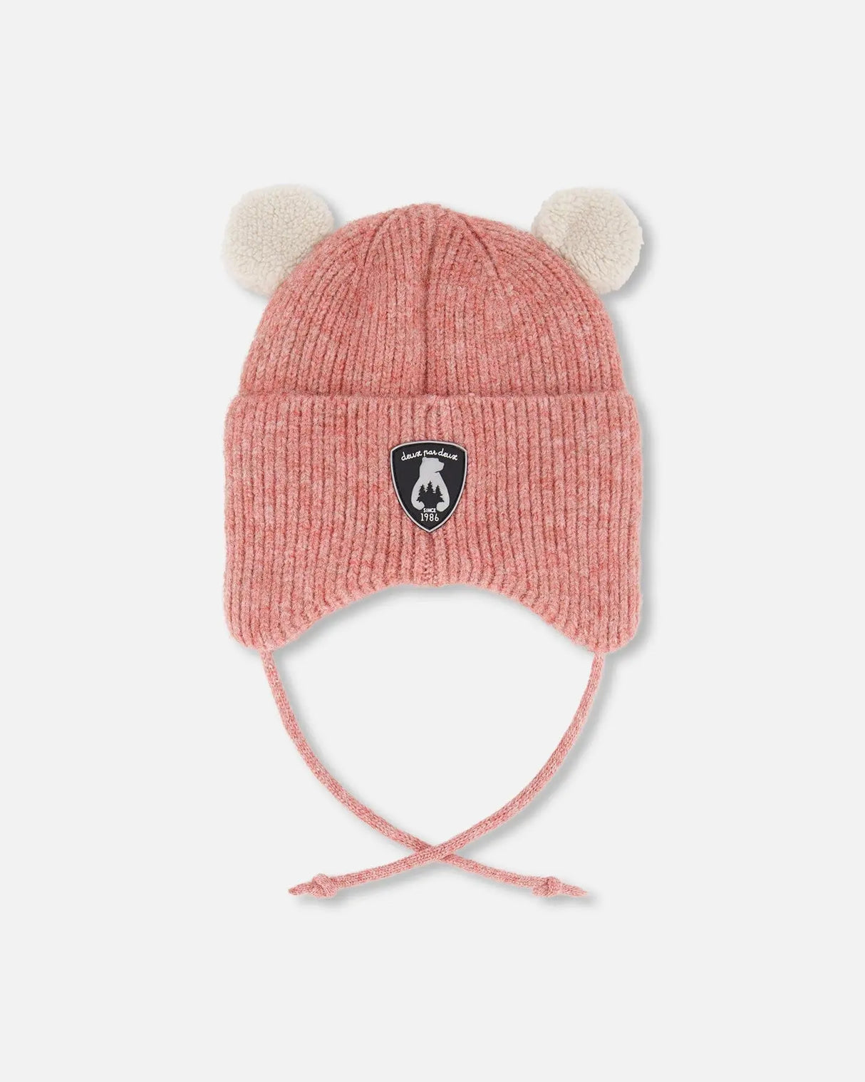 Lined Baby Winter Knit Hat With Ear Flaps Dusty Pink | Deux par Deux | Jenni Kidz
