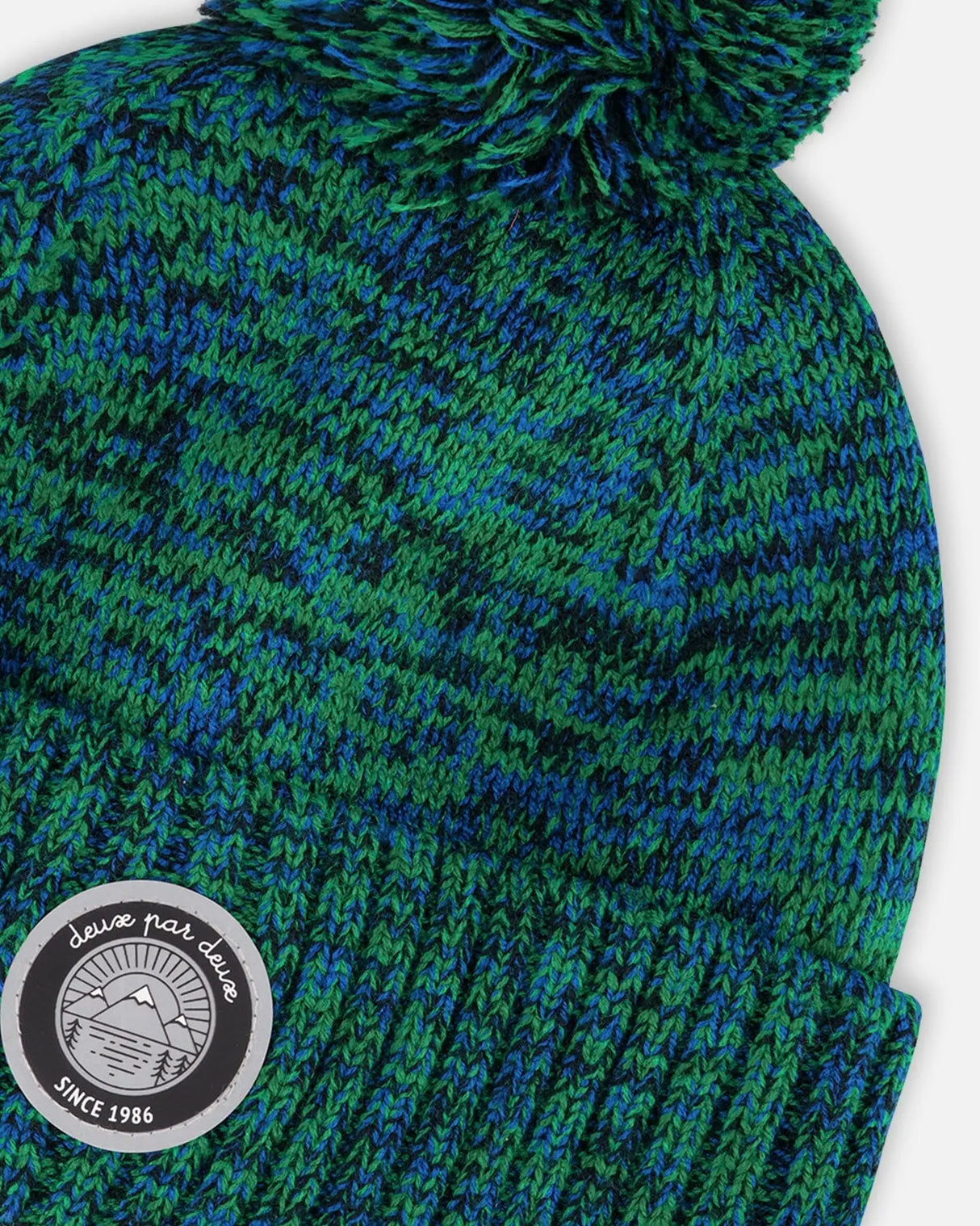 Lined Knit Pompom Hat Black And Blue | Deux par Deux | Jenni Kidz