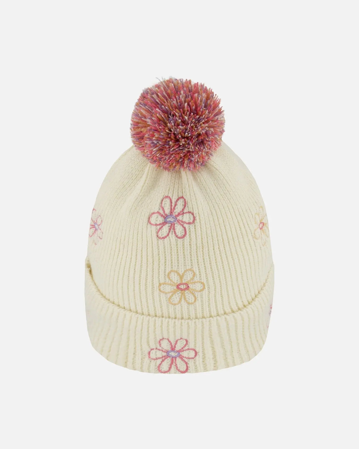 Lined Knit Pompom Hat Off-White And Pink | Deux par Deux | Jenni Kidz