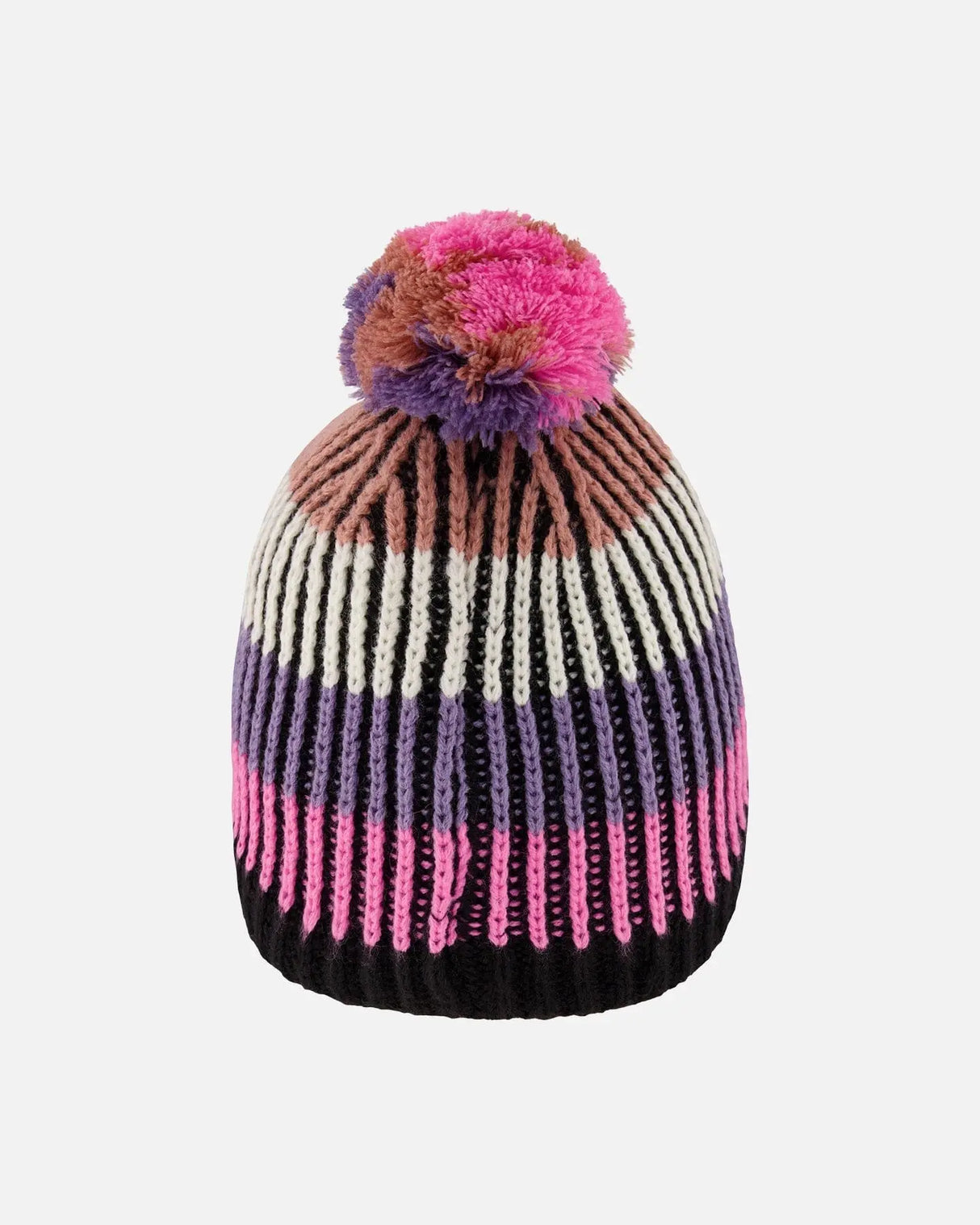 Lined Knit Pompom Hat Pink And Purple And Black | Deux par Deux | Jenni Kidz