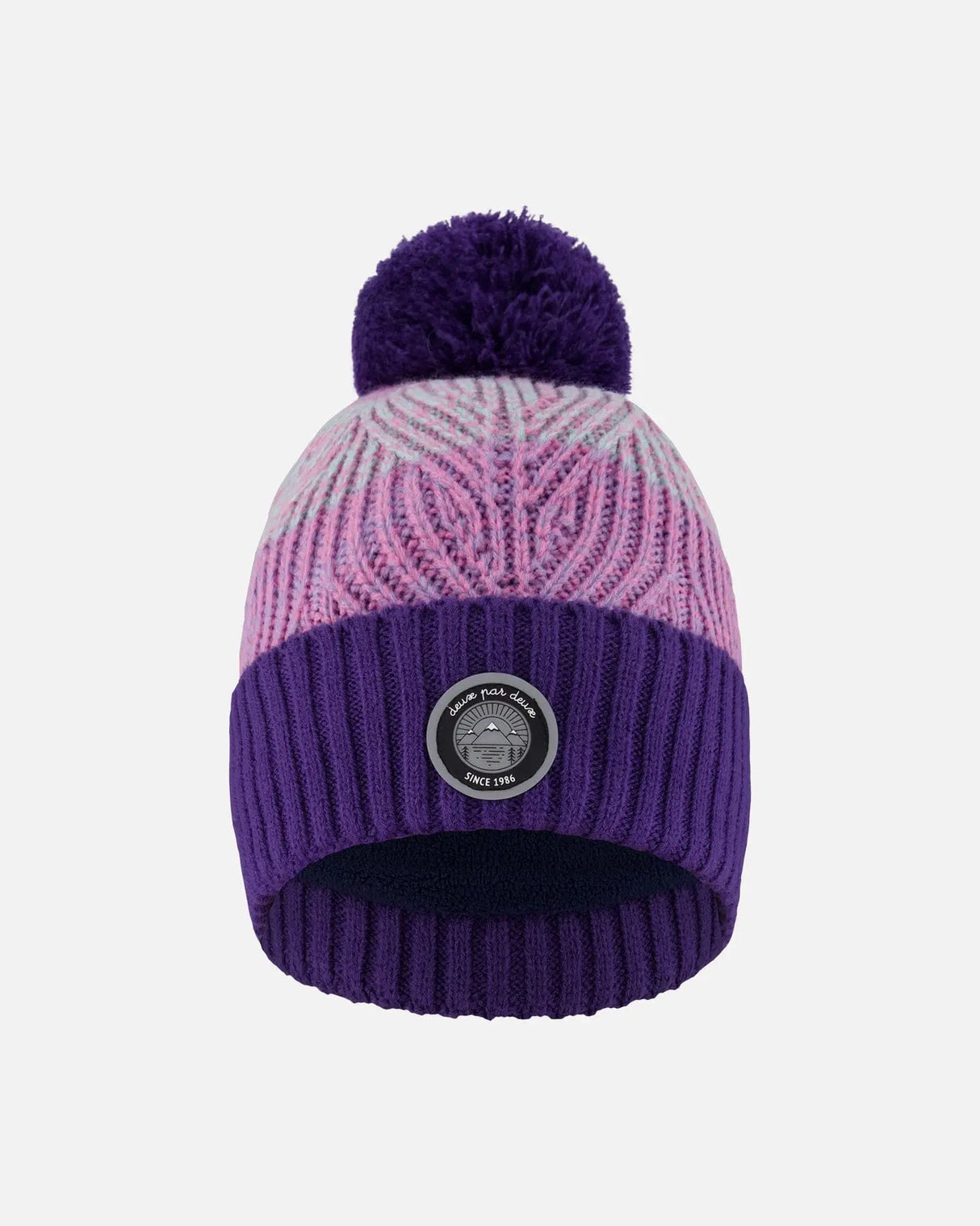 Lined Knit Pompom Hat Purple And Pink | Deux par Deux | Jenni Kidz