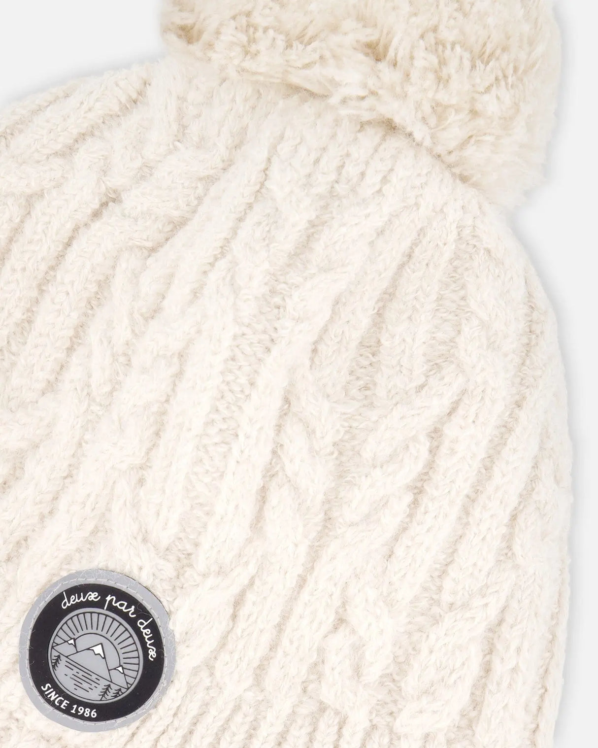 Lined Winter Hat With Pompom Off-White | Deux par Deux | Jenni Kidz