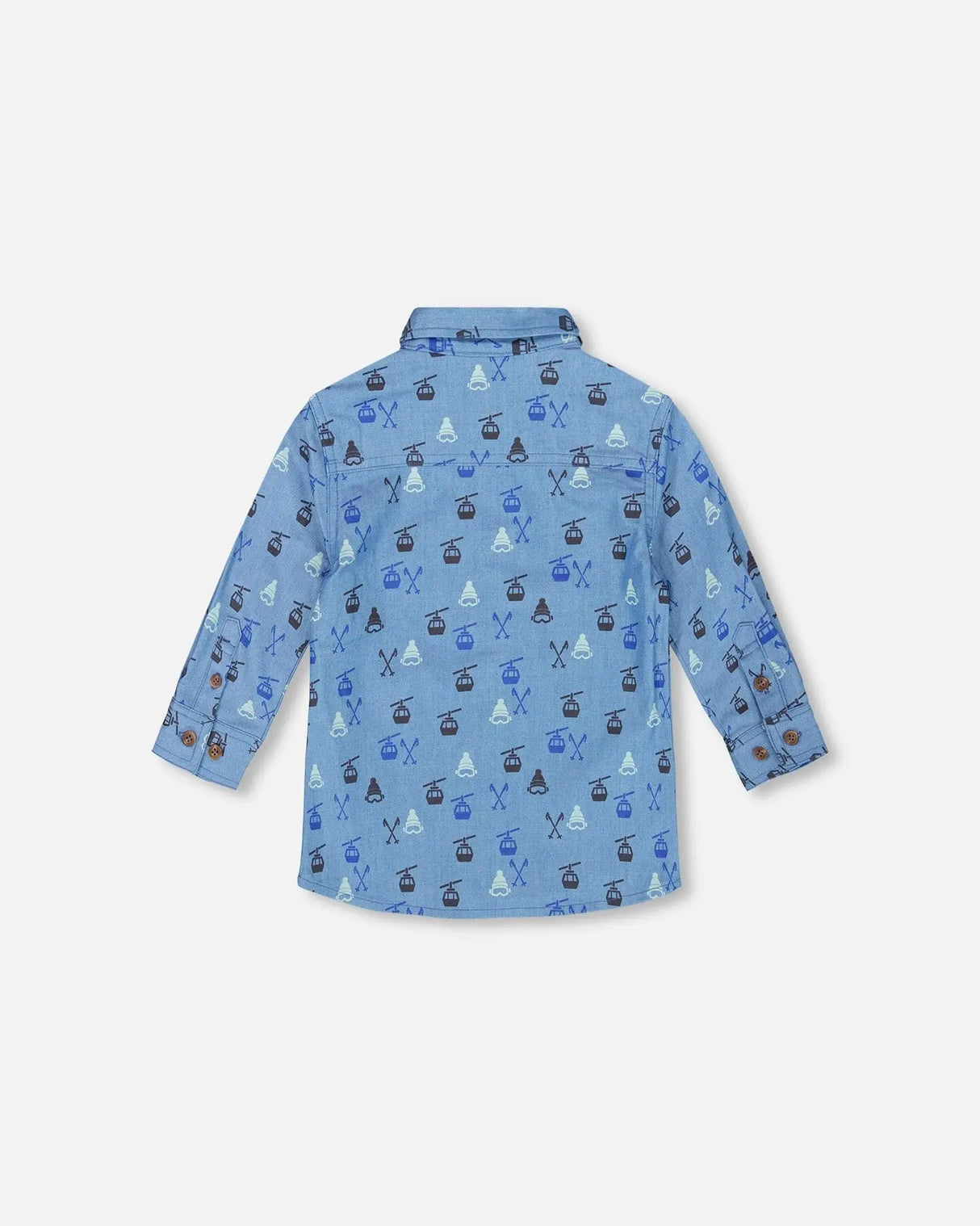 Long Sleeve Button Front Denim Shirt Blue | Deux par Deux | Jenni Kidz