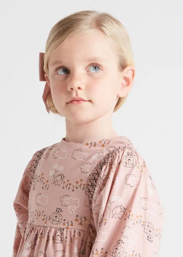 Long Sleeve Patterned Smock Girls Dress | Mayoral | Mayoral | Jenni Kidz