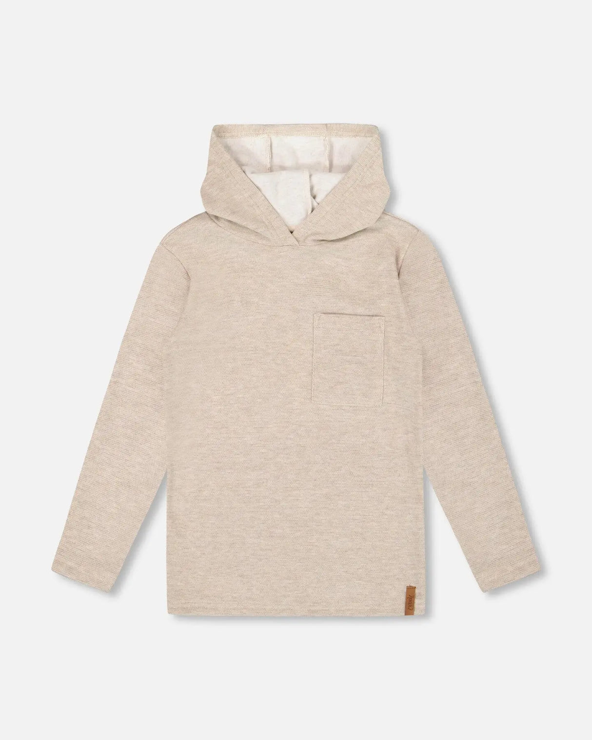 Long Sleeve Super Soft Brushed Jersey Hooded Tee Heather Beige | Deux par Deux | Jenni Kidz