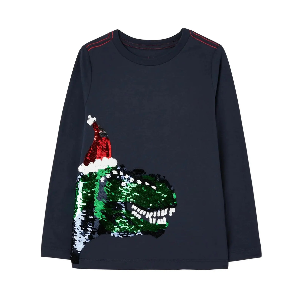 Long Sleeve Two-way Sequin Christmas Dinosaur T-Shirt | Joules | Joules | Jenni Kidz