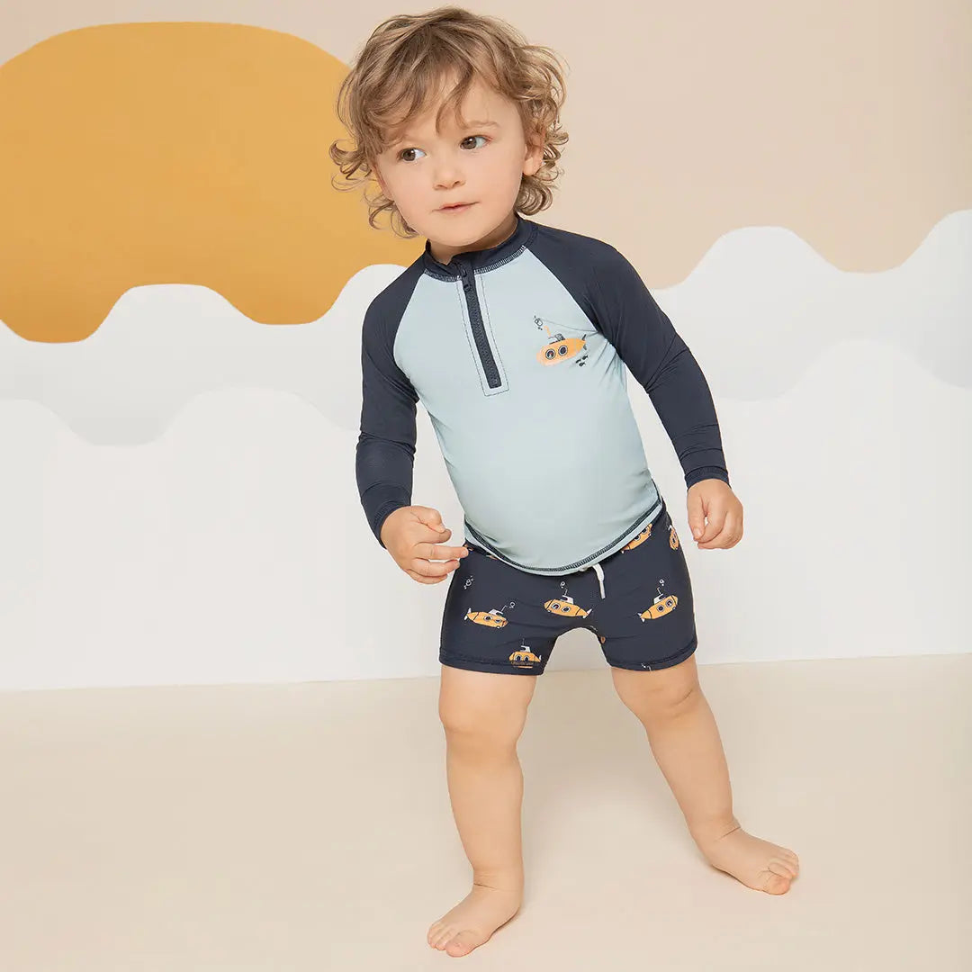 Navy Raglan Rashguard and Submarine Swim Shorts Set | Petit Lem | Petit Lem | Jenni Kidz