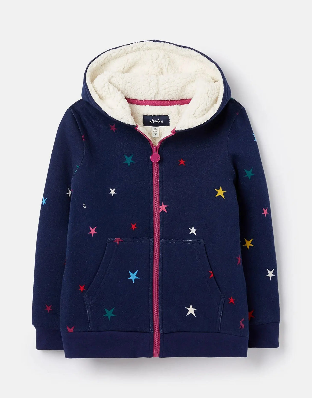 Navy & Pink Star Braelyn Zip-Up Hoodie | Joules | Joules | Jenni Kidz