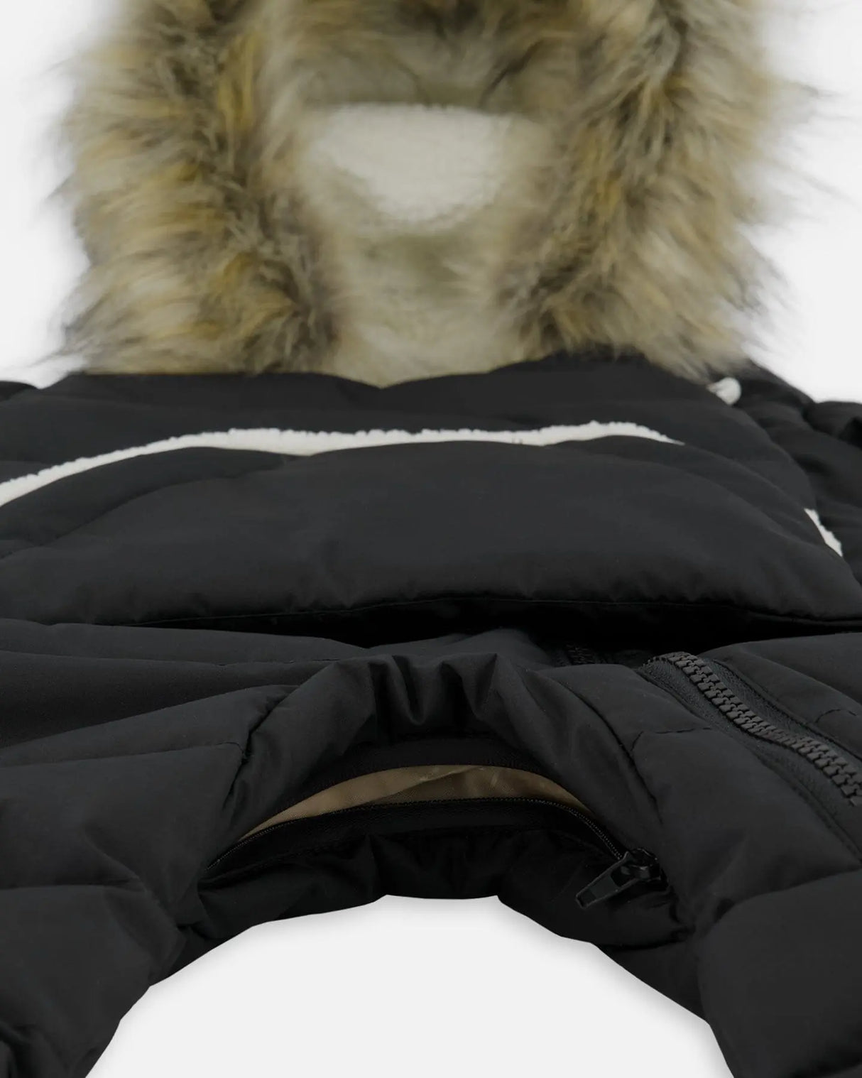 One-Piece Baby Snug Snowsuit Designed For Car Seat Black | Deux par Deux | Jenni Kidz