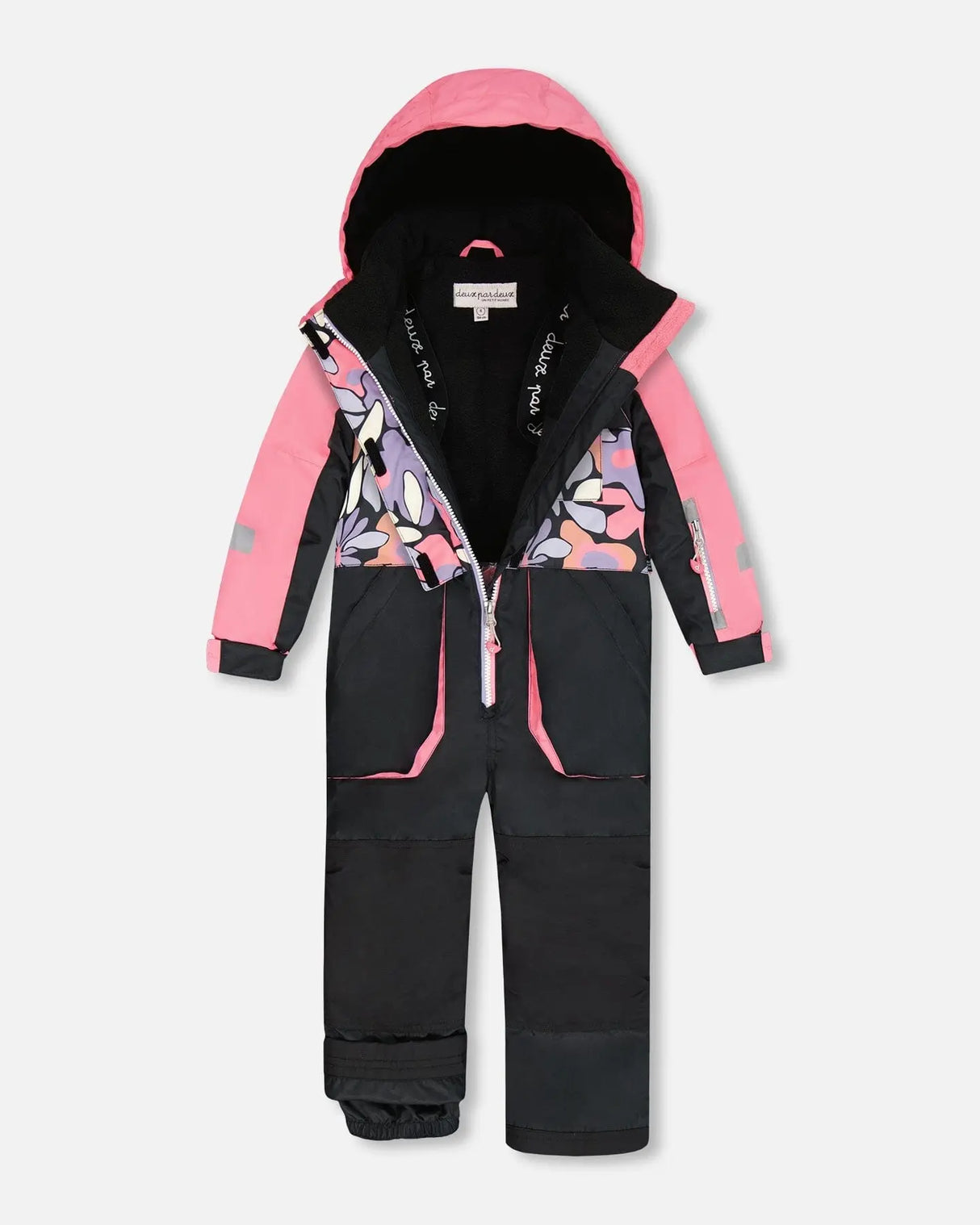 One-Piece Play Snowsuit Black Retro Flower Print | Deux par Deux | Jenni Kidz