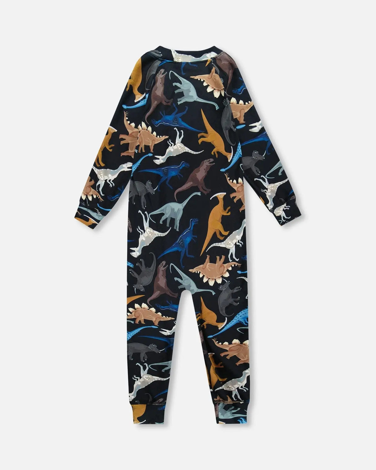 One-Piece Thermal Underwear Black Dinosaur Print | Deux par Deux | Jenni Kidz