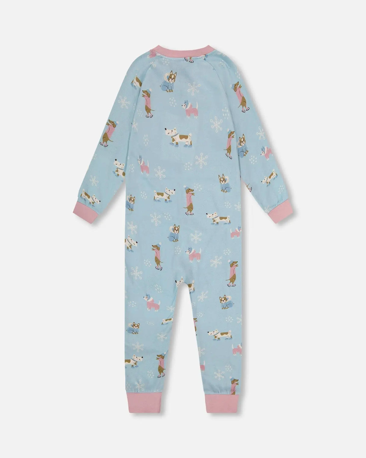 Organic Cotton Interlock One-Piece Pajama Blue Dog Print | Deux par Deux | Jenni Kidz