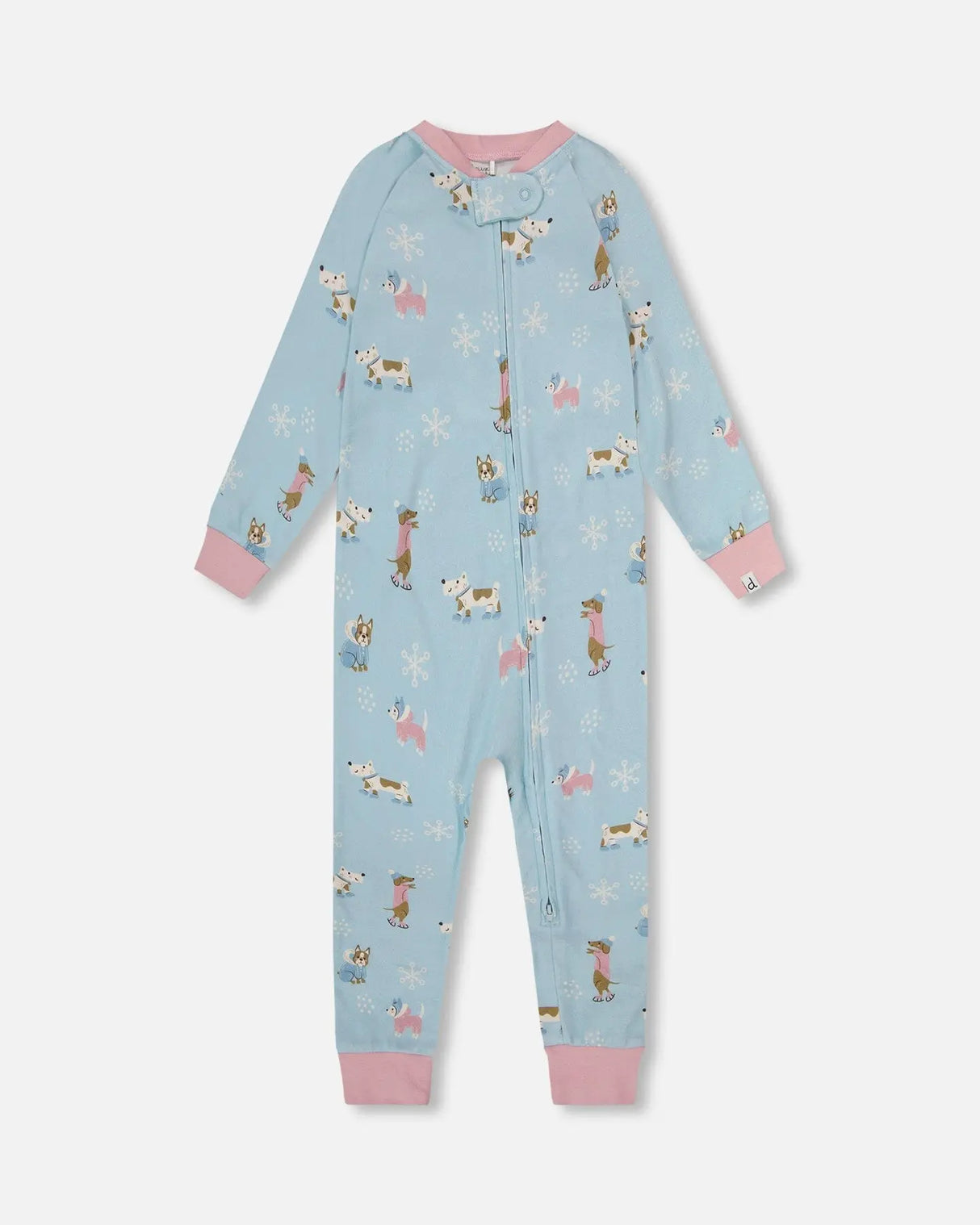 Organic Cotton Interlock One-Piece Pajama Blue Dog Print | Deux par Deux | Jenni Kidz