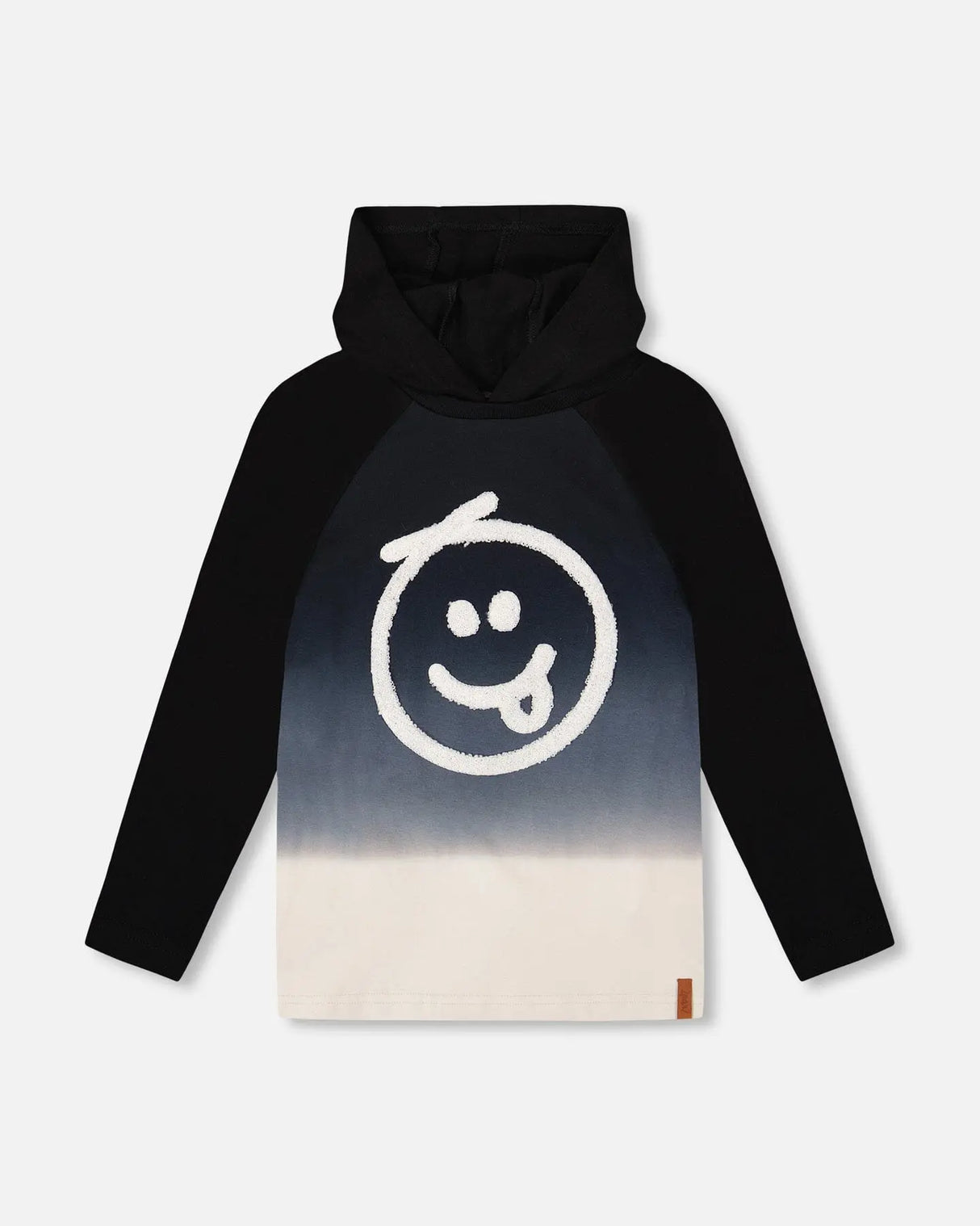 Organic Cotton Jersey Hooded Raglan Sleeve Tee Black | Deux par Deux | Jenni Kidz